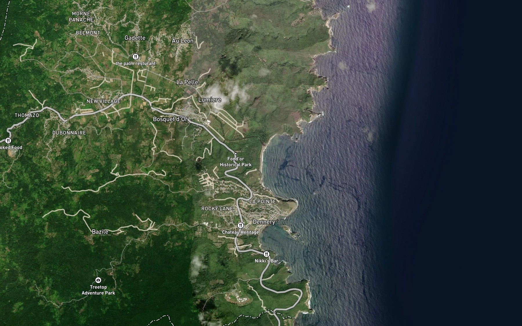 Satellite map of the Fond d'Or River