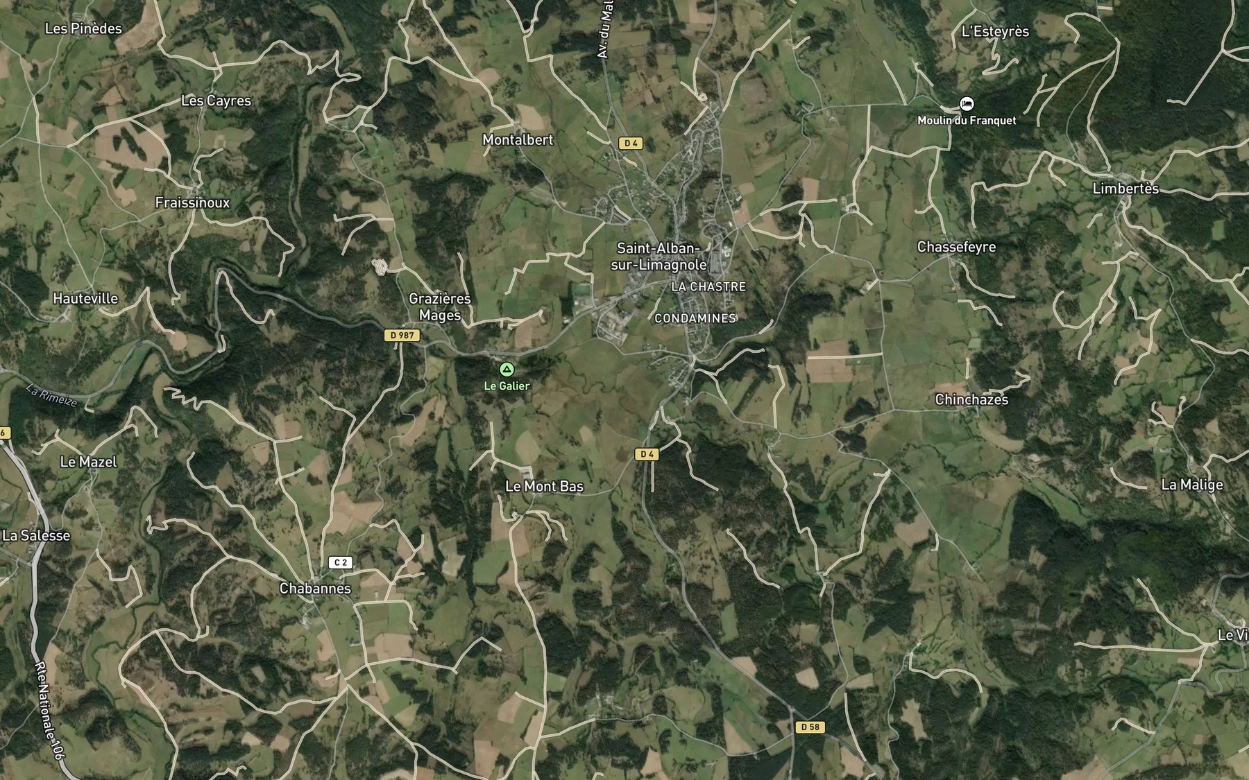 Satellite map of the Ruisseau de Guitart