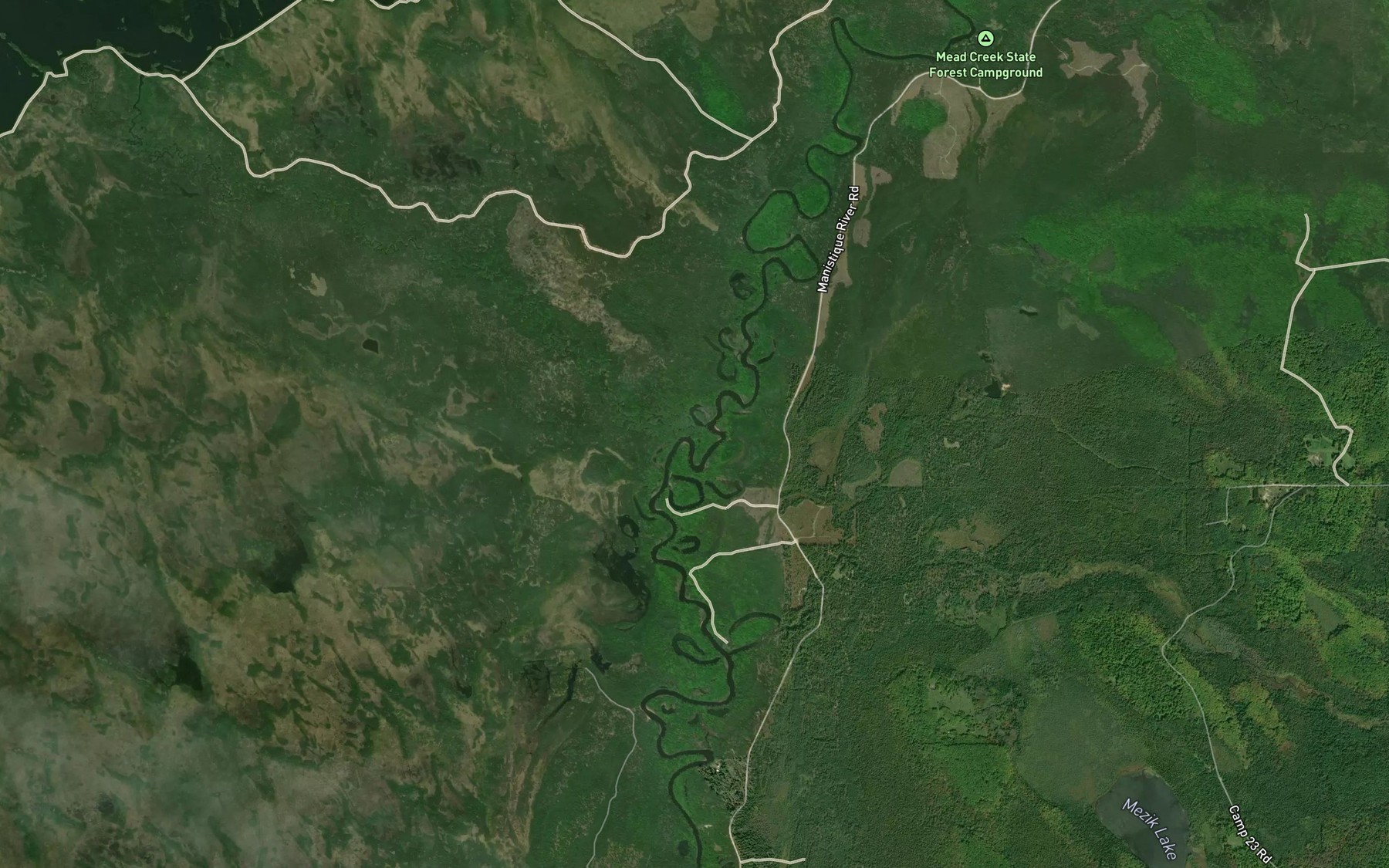 Satellite map of the Marsh Creek