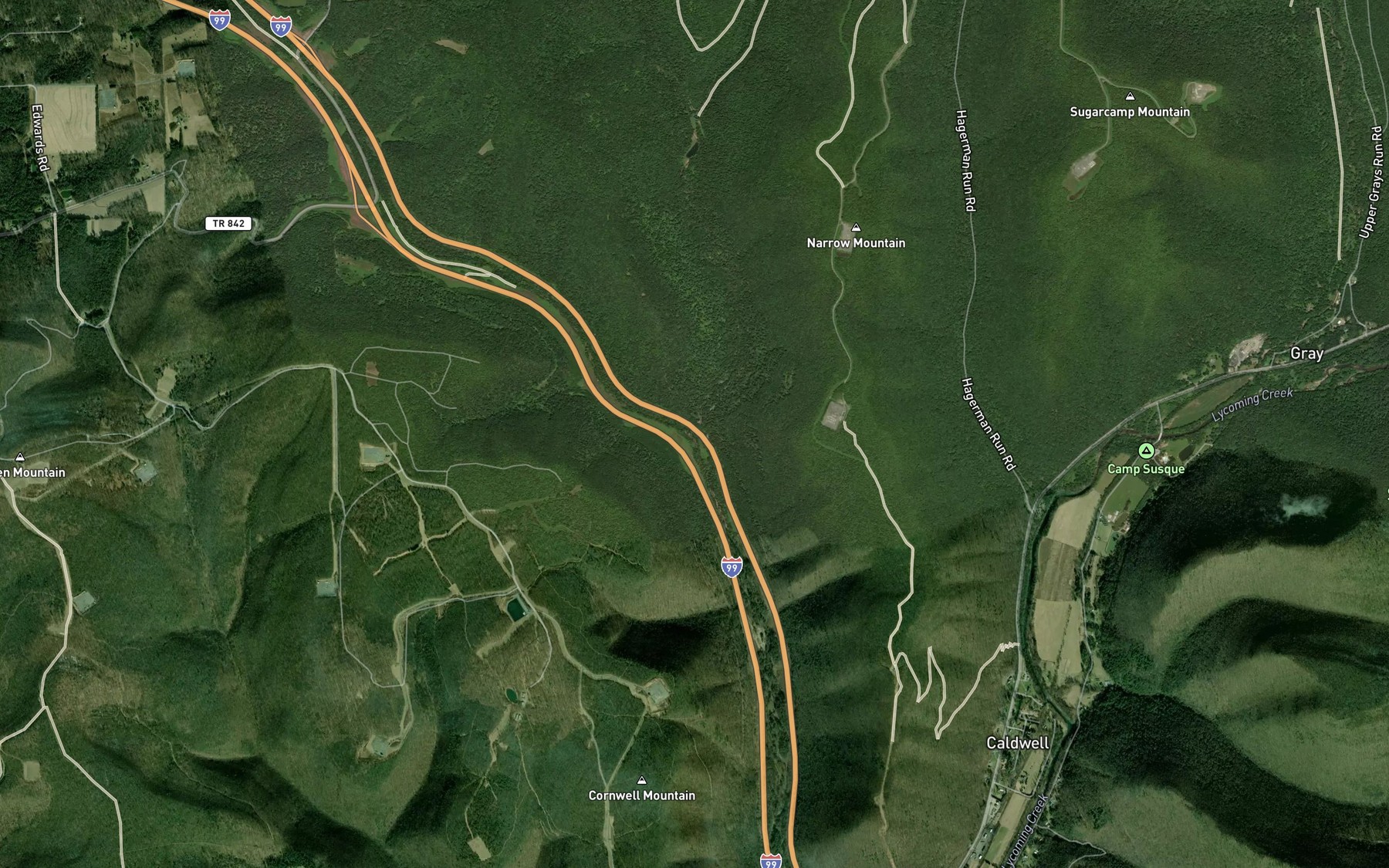 Satellite map of the Steam Valley Run