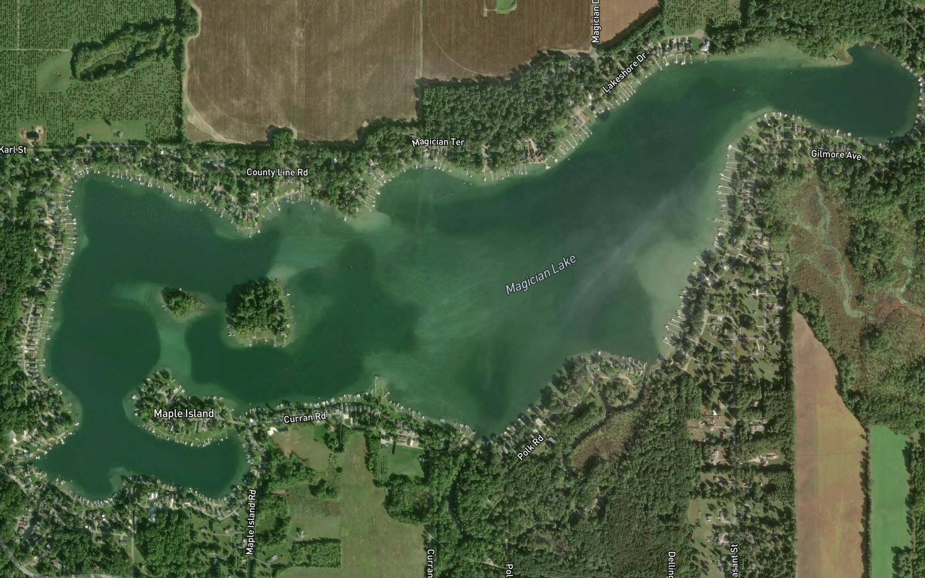 Satellite map of the Magician Lake