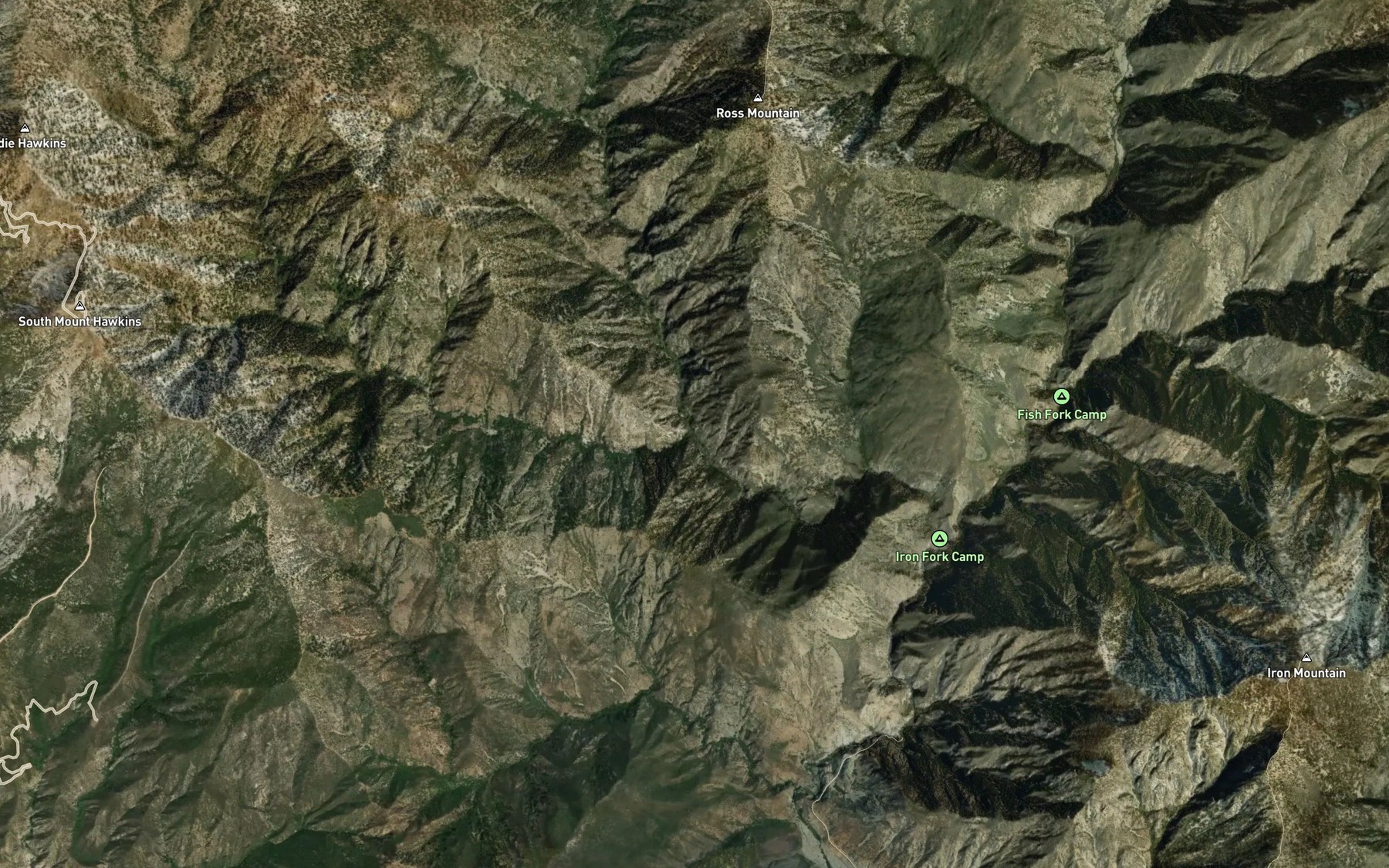 Satellite map of the South Fork Iron Fork