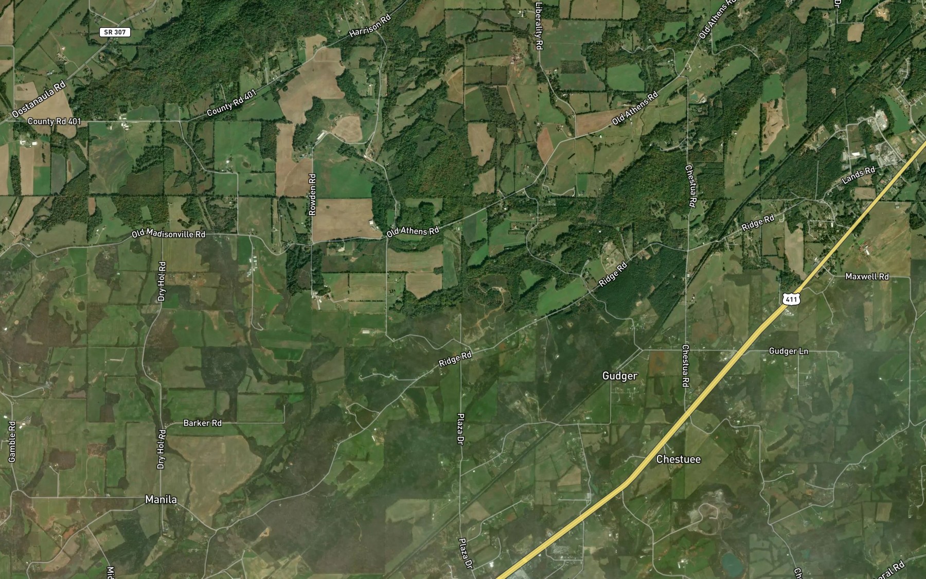 Satellite map of the Kinser Branch