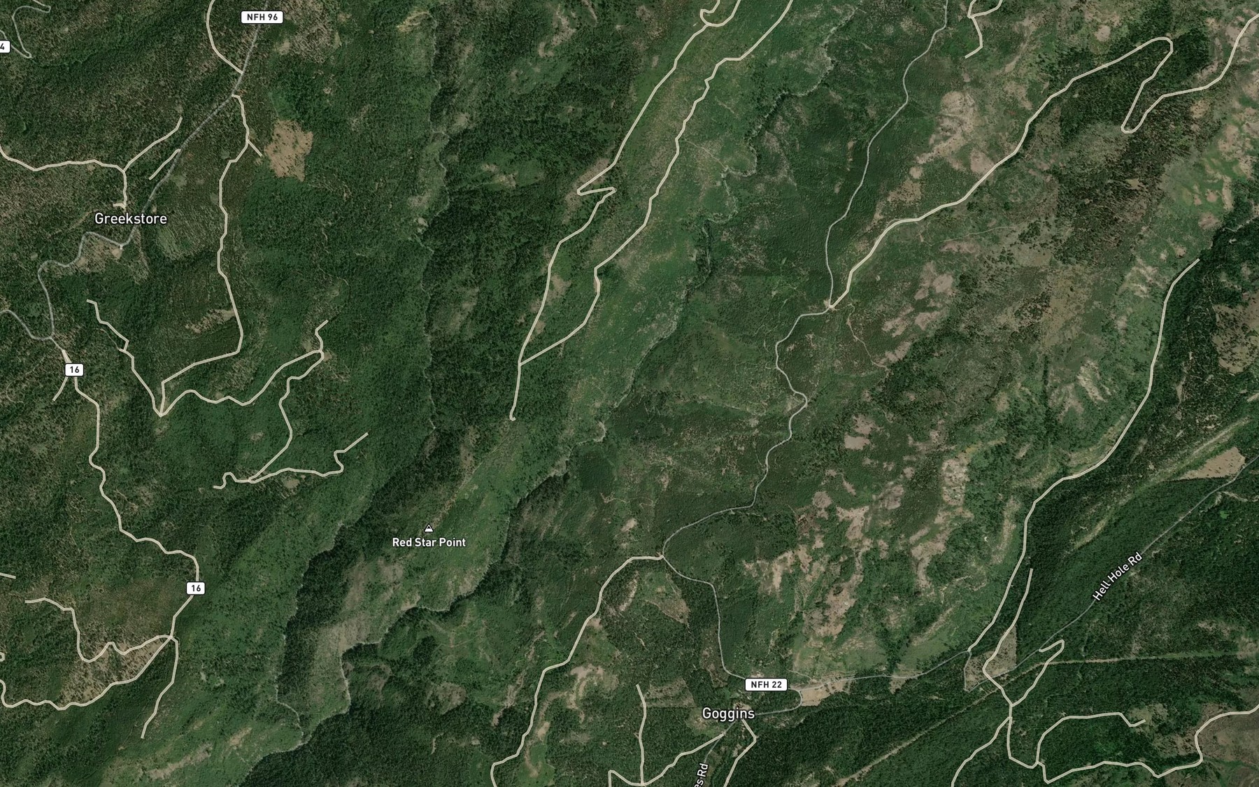 Satellite map of the Chipmunk Creek