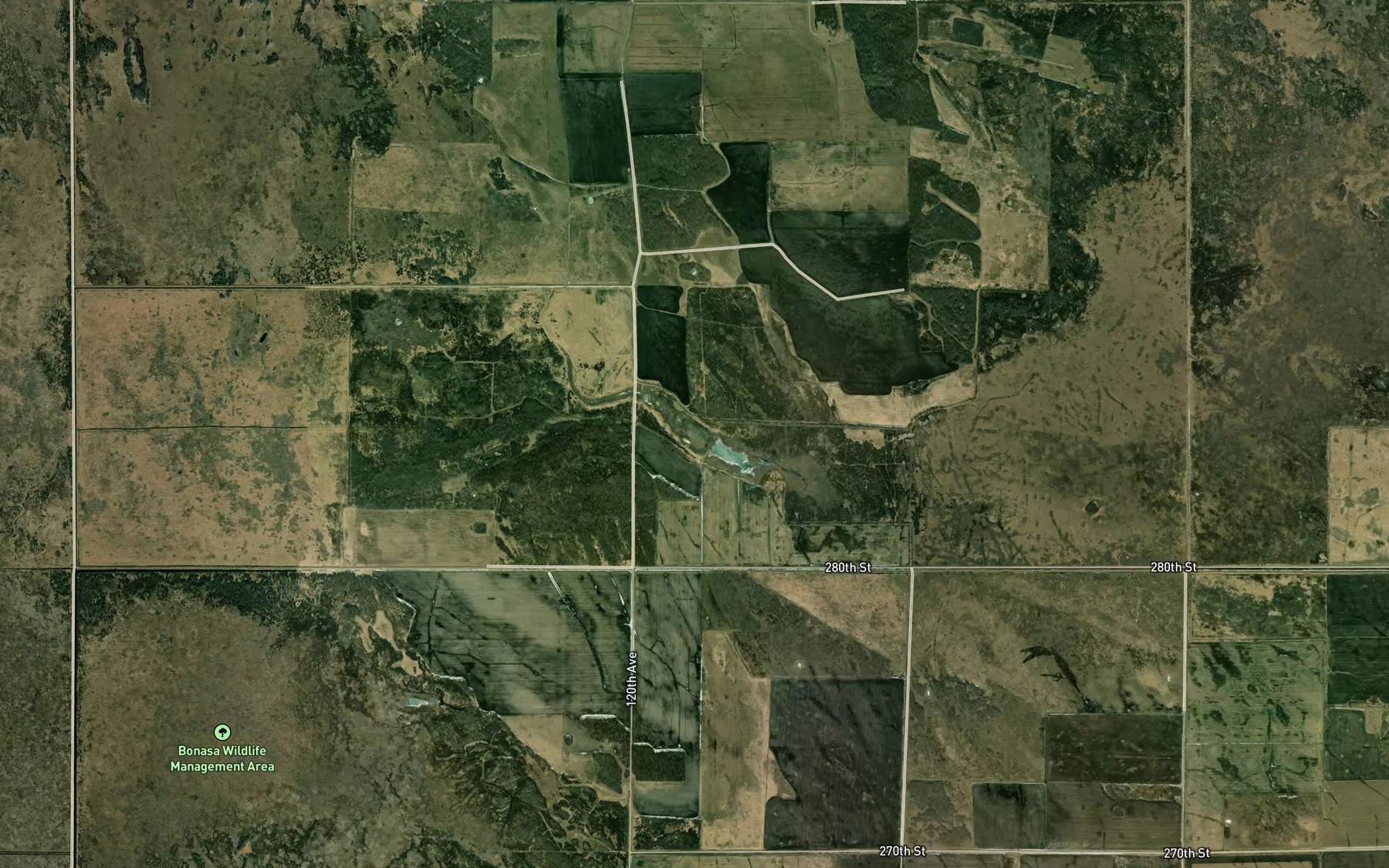 Satellite map of the Hanks Lake