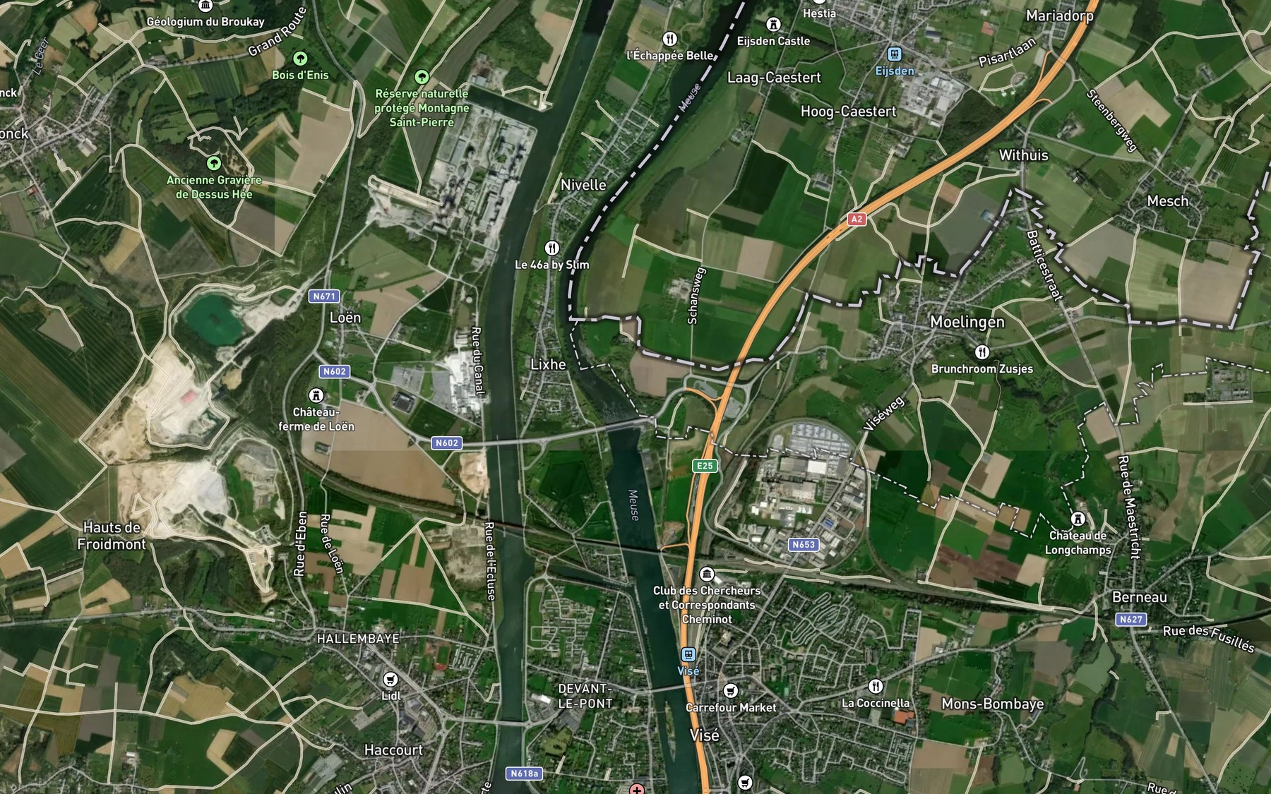 Satellite map of the Berwinne