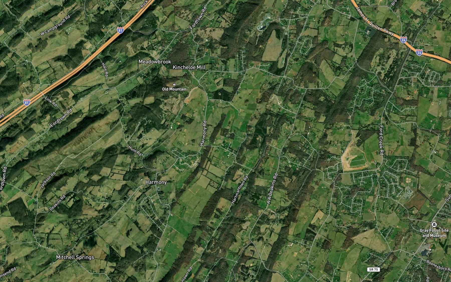 Satellite map of the Wheelock Spring