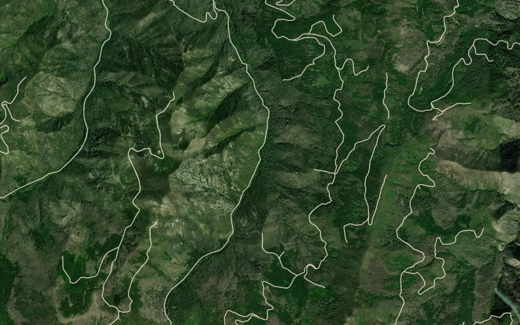 Satellite map of the Flannel Creek