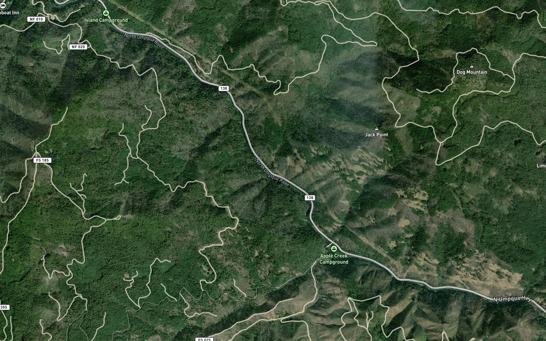 Satellite map of the Jack Creek