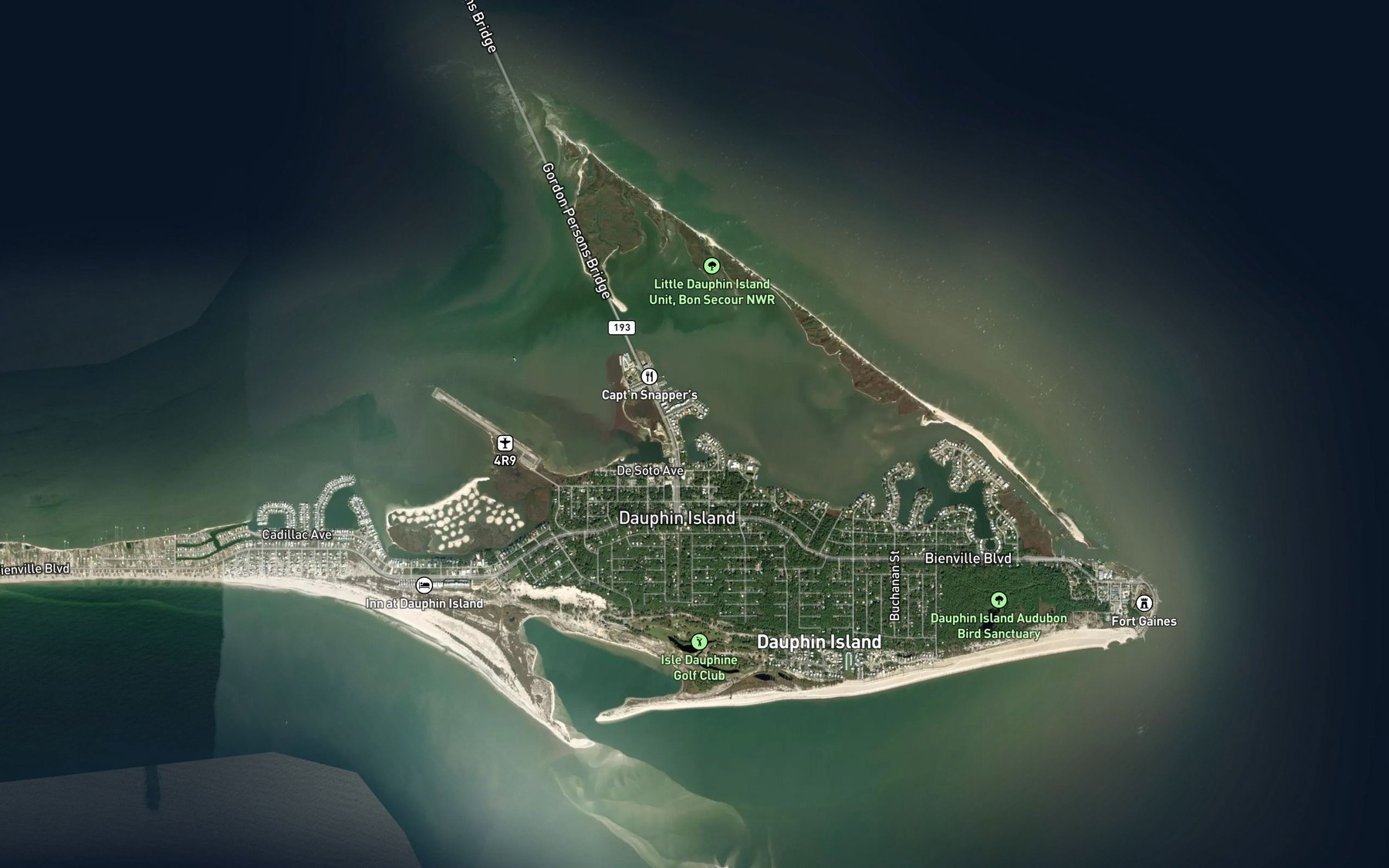 Satellite map of the Indian Bay