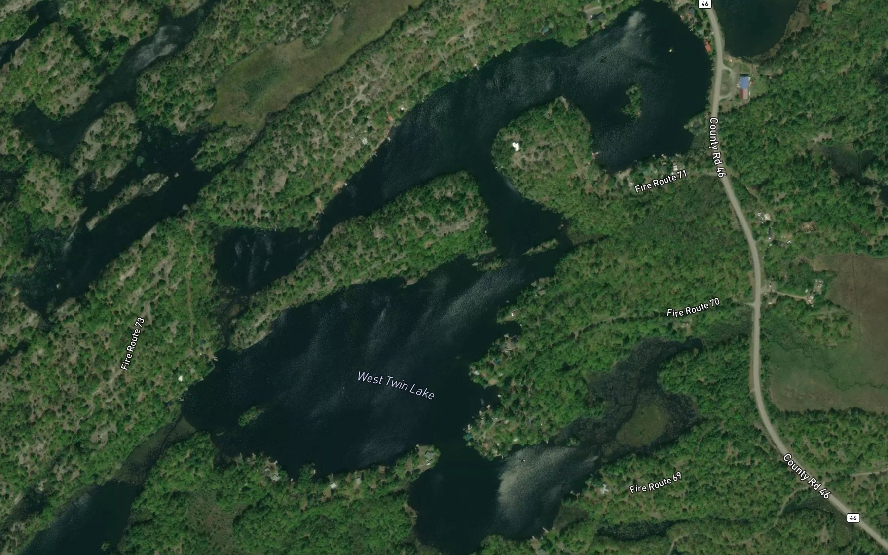 Satellite map of the West Twin Lake