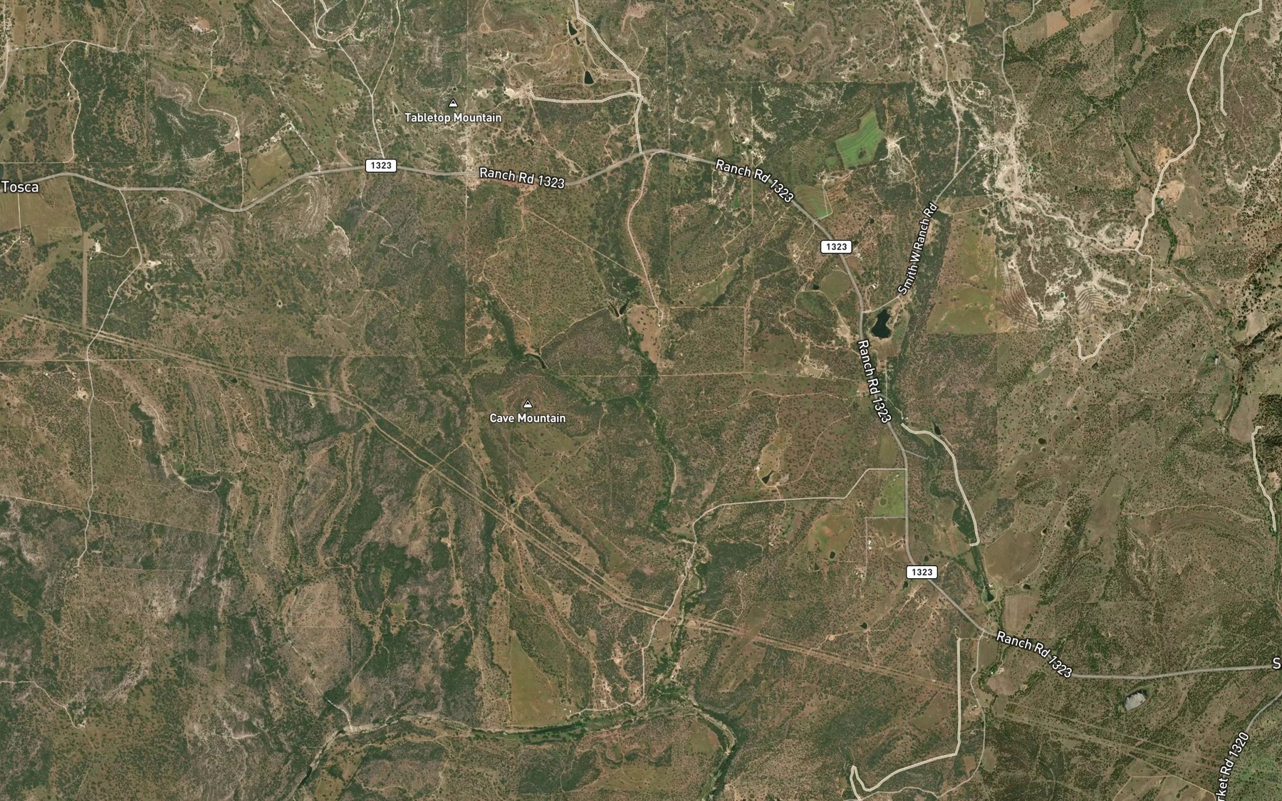 Satellite map of the Tank Water Creek
