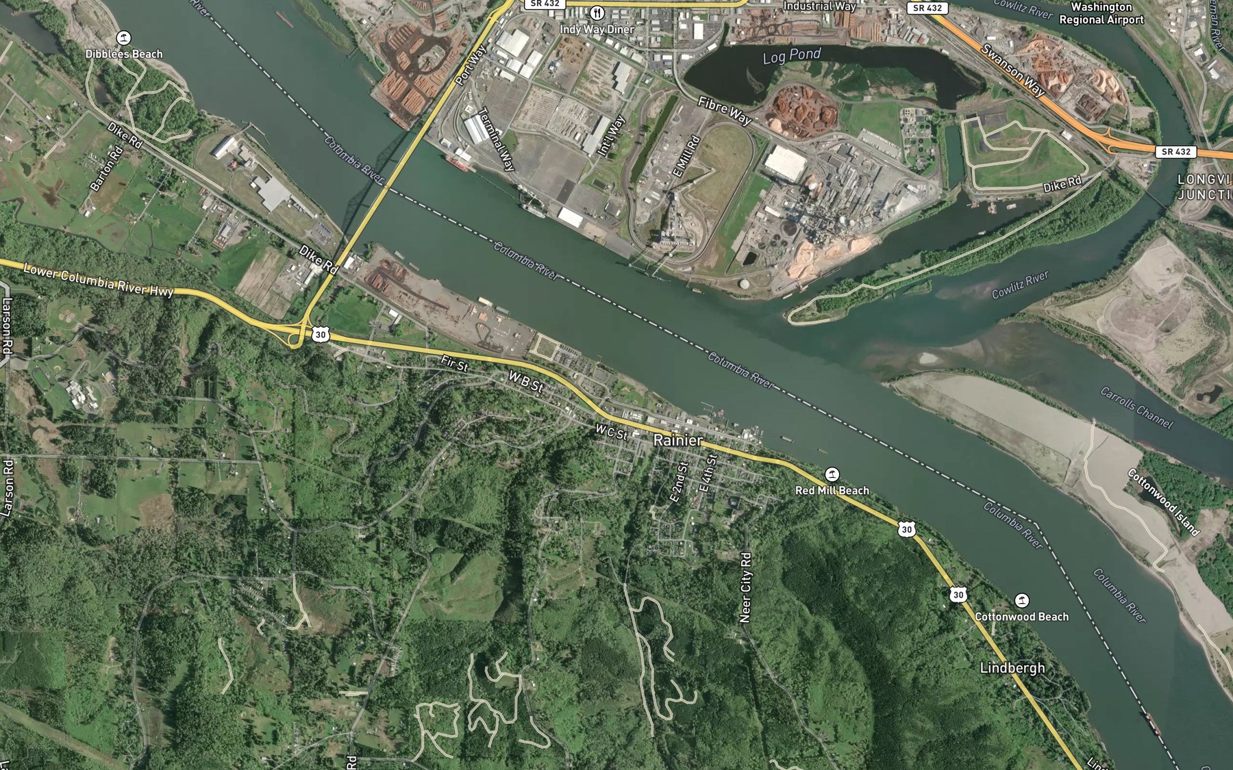Satellite map of the Nice Creek