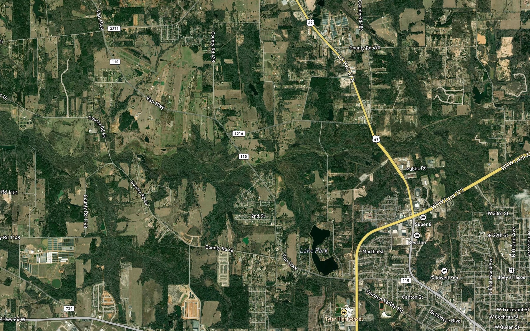 Satellite map of the Willow Creek