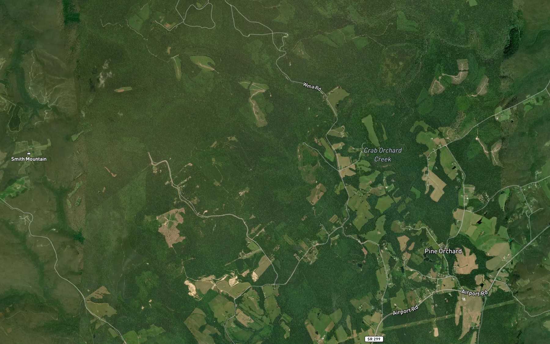 Satellite map of the Sulphur Spring Branch