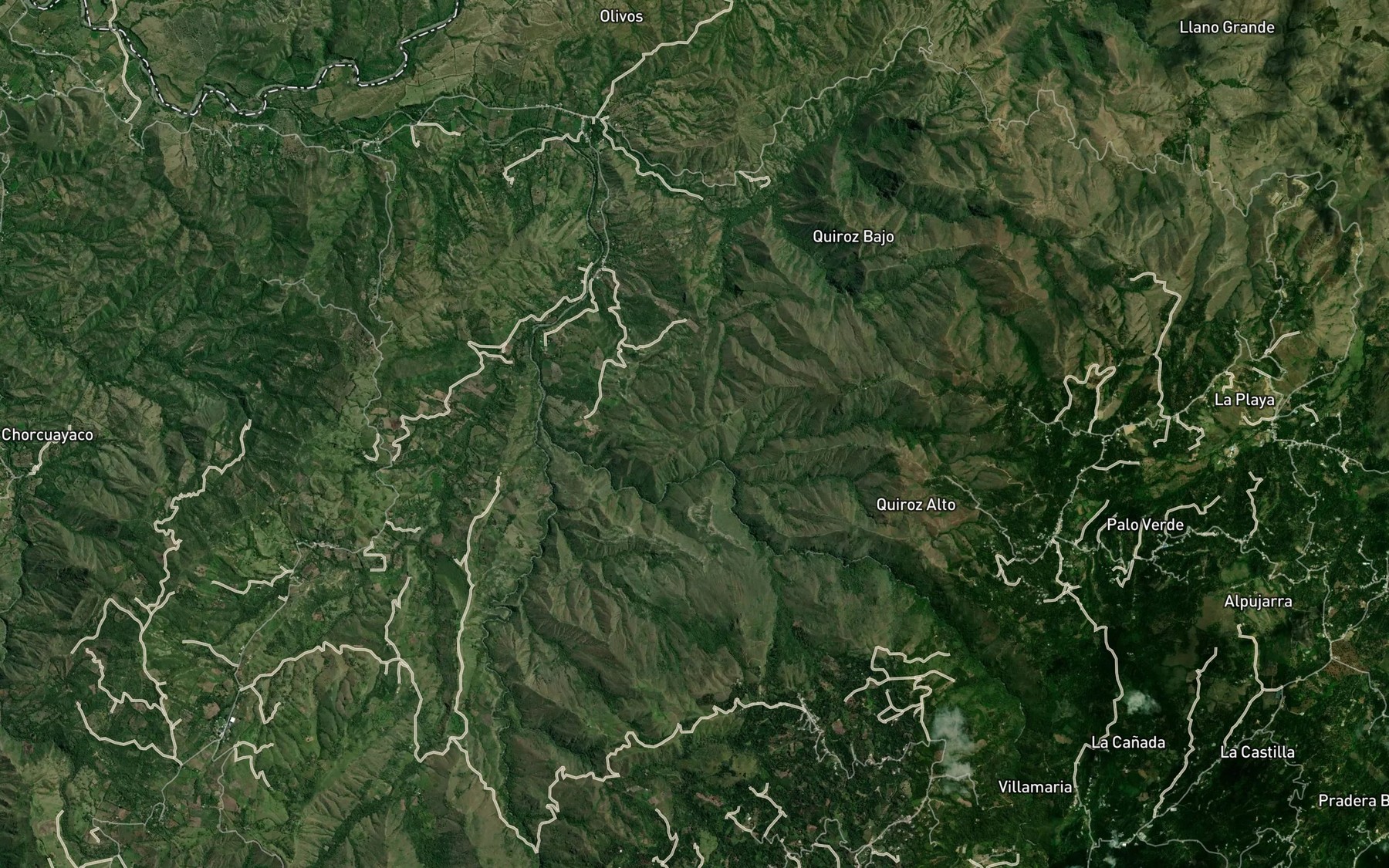 Satellite map of the Quebrada Zapayal