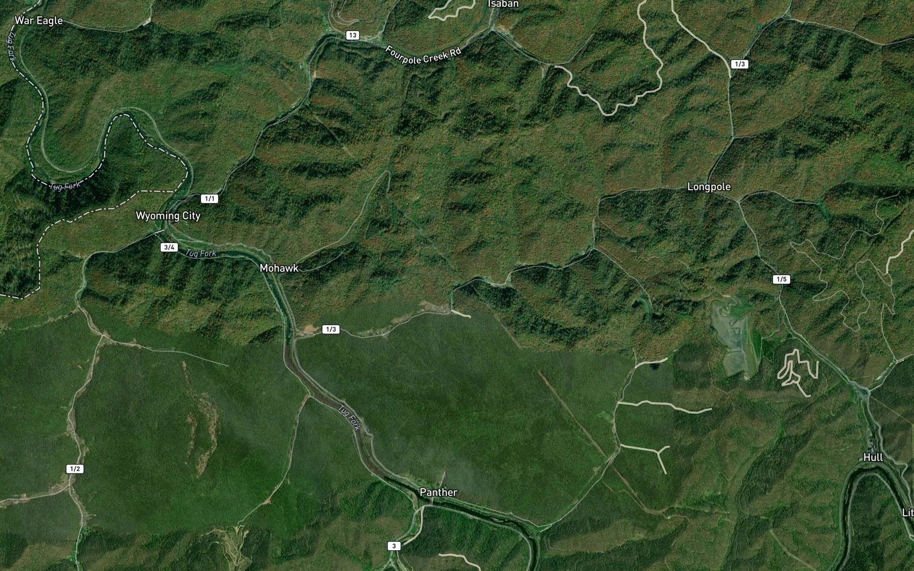 Satellite map of the Big Branch