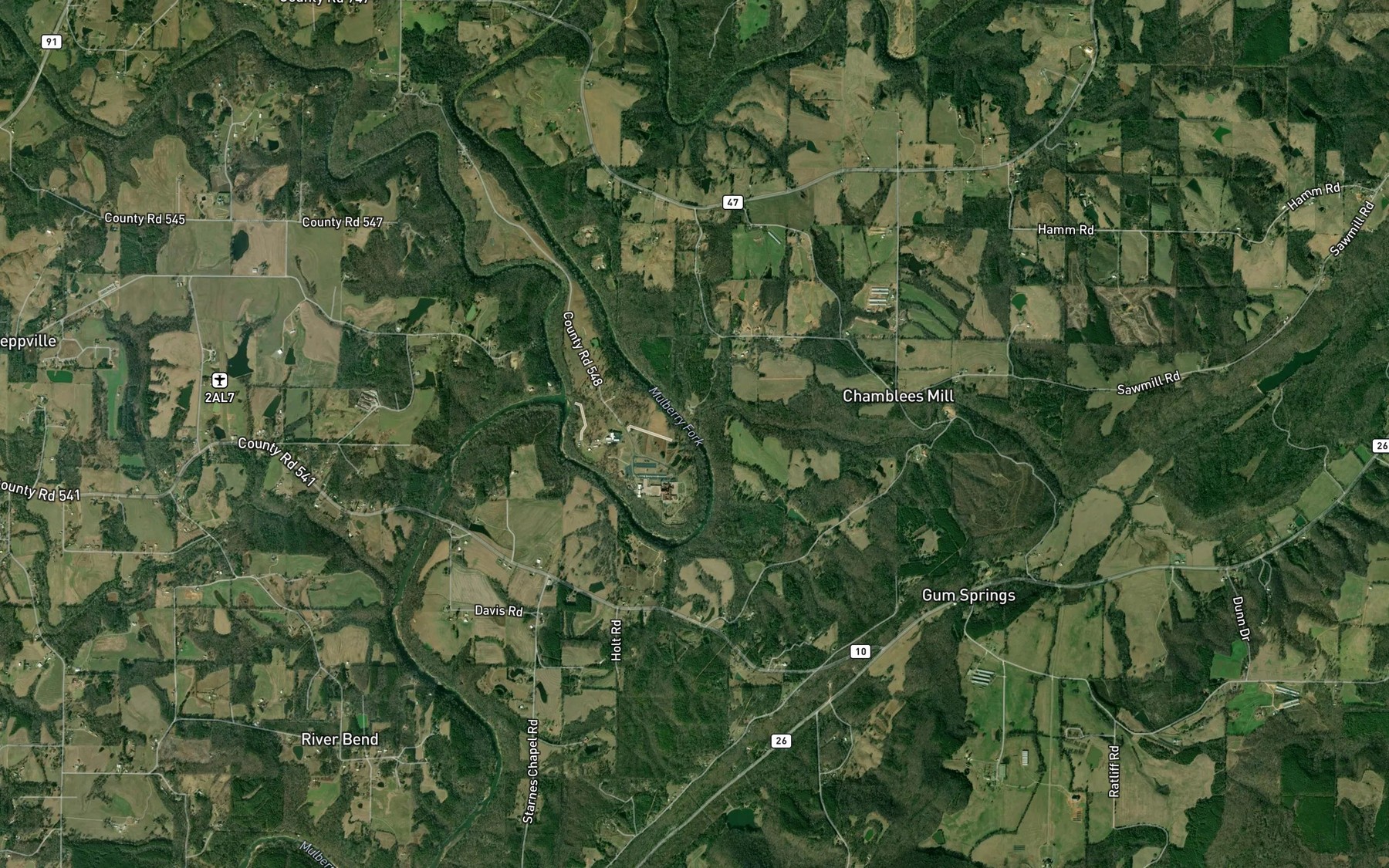 Satellite map of the Blue Springs Creek