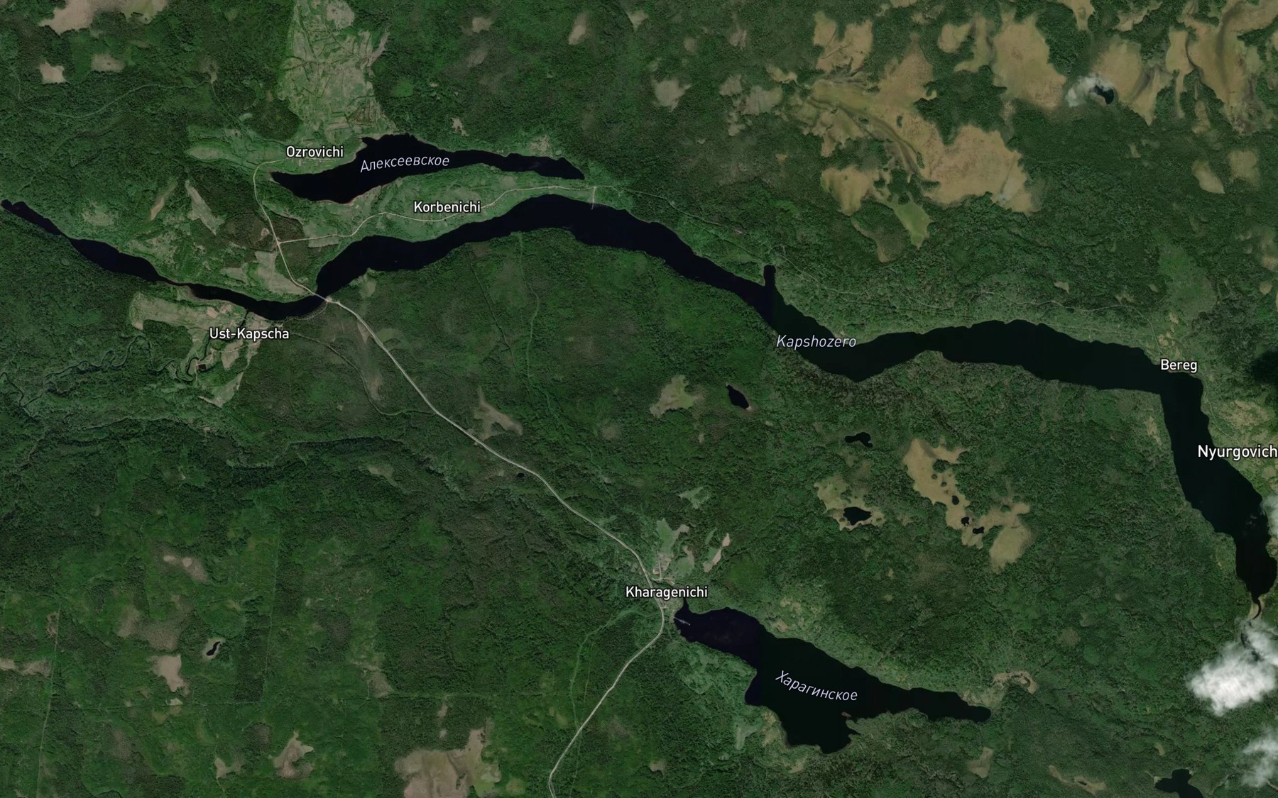 Satellite map of the Ozero Kapshozero