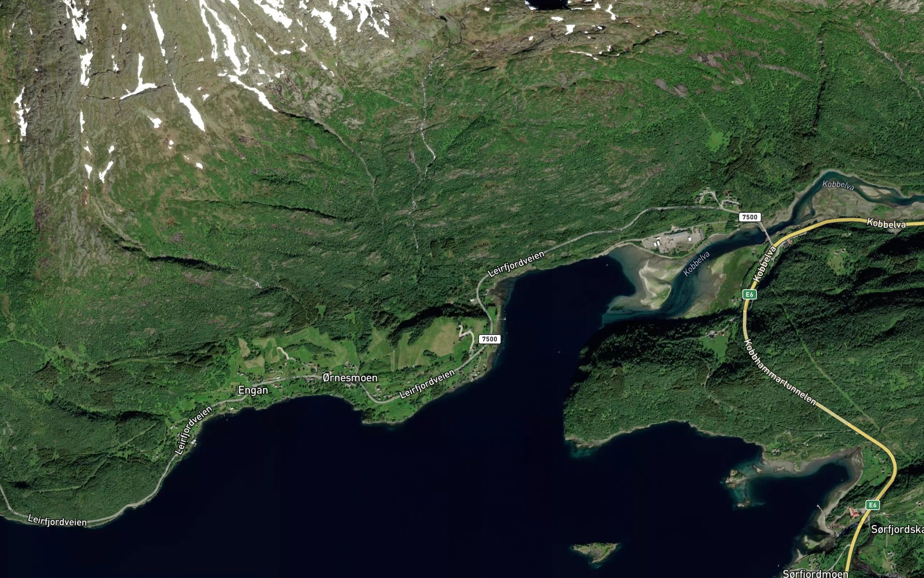Satellite map of the Sagelva