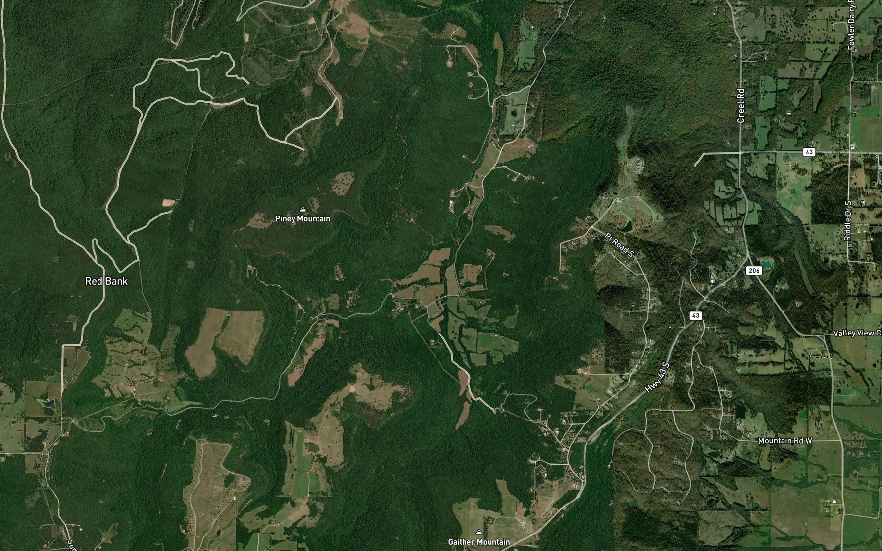 Satellite map of the East Fork Terrapin Creek