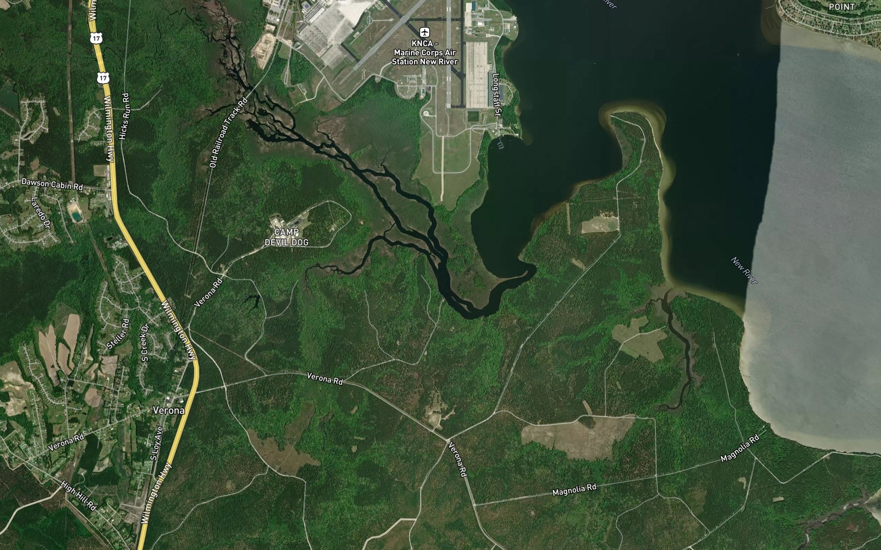 Satellite map of the Mill Run