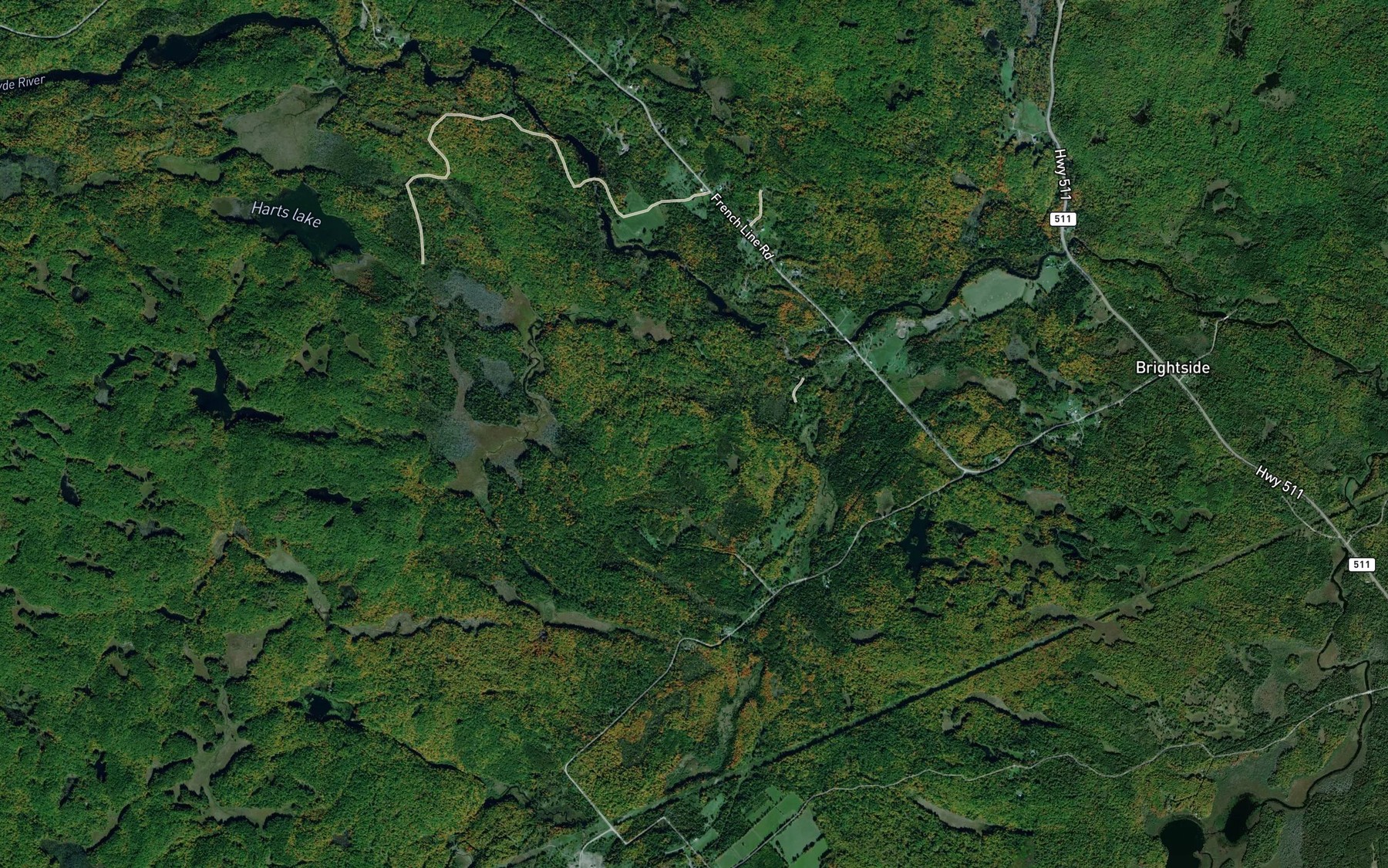 Satellite map of the Eastons Creek