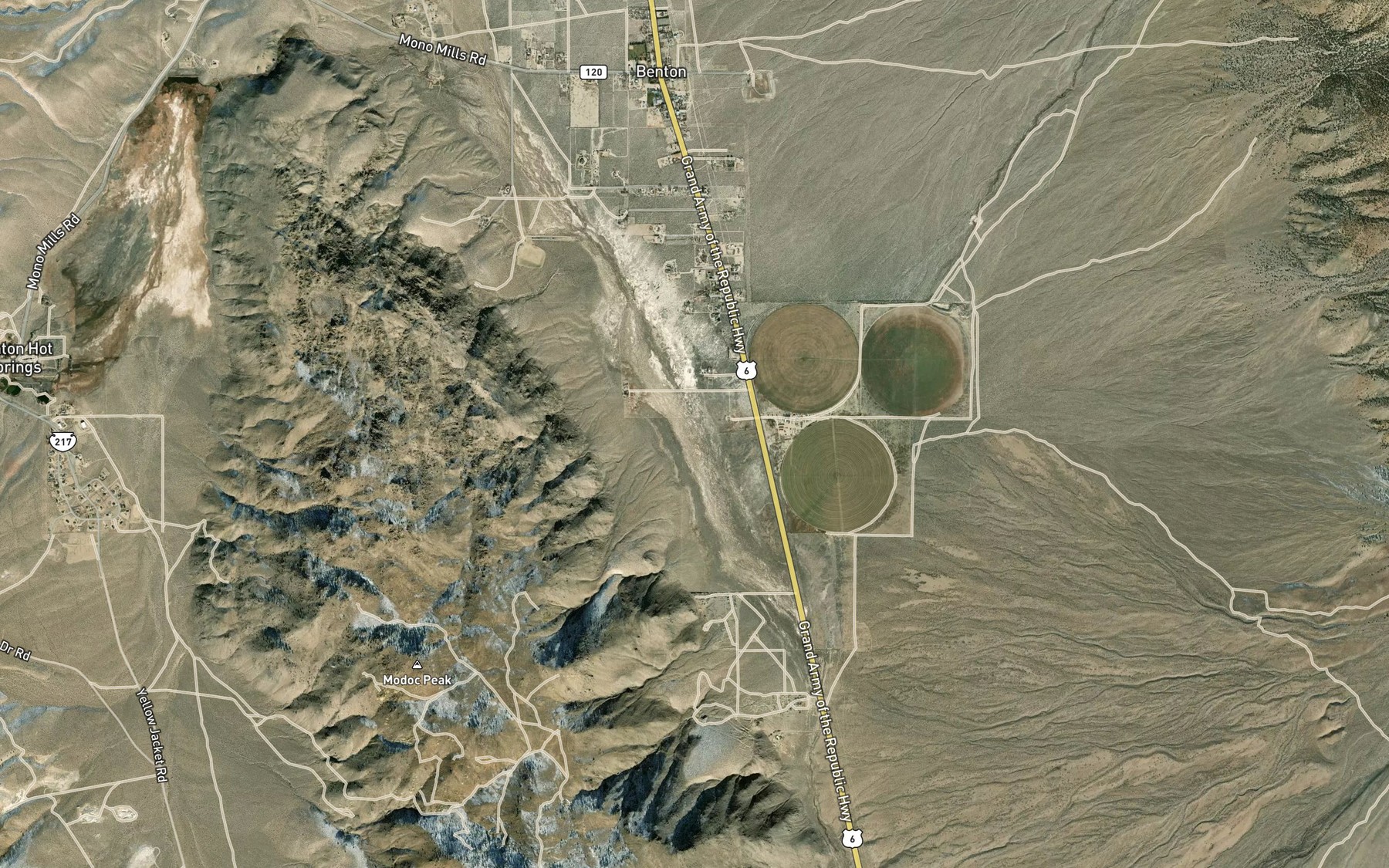 Satellite map of the Montgomery Creek
