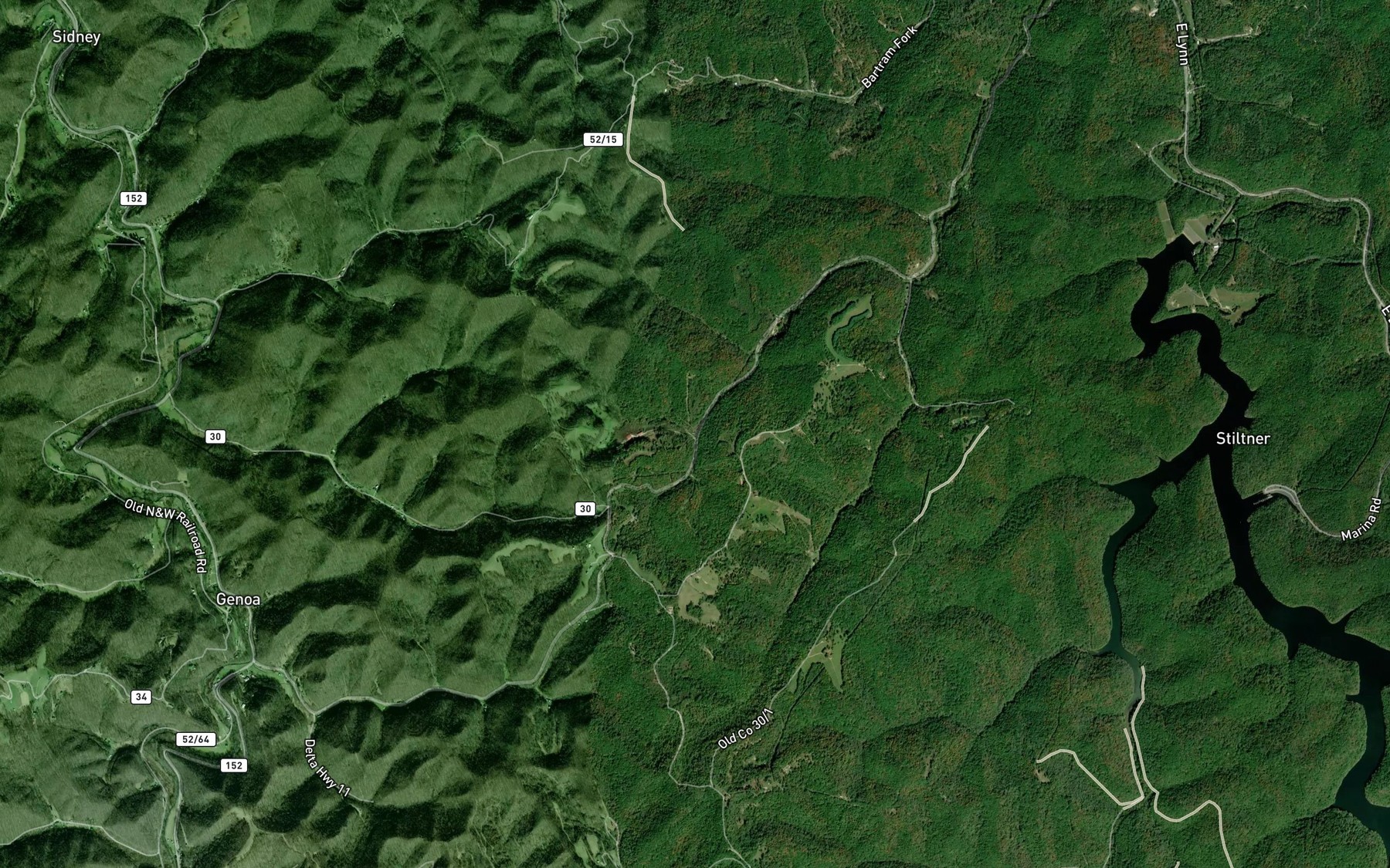 Satellite map of the Meeks Branch