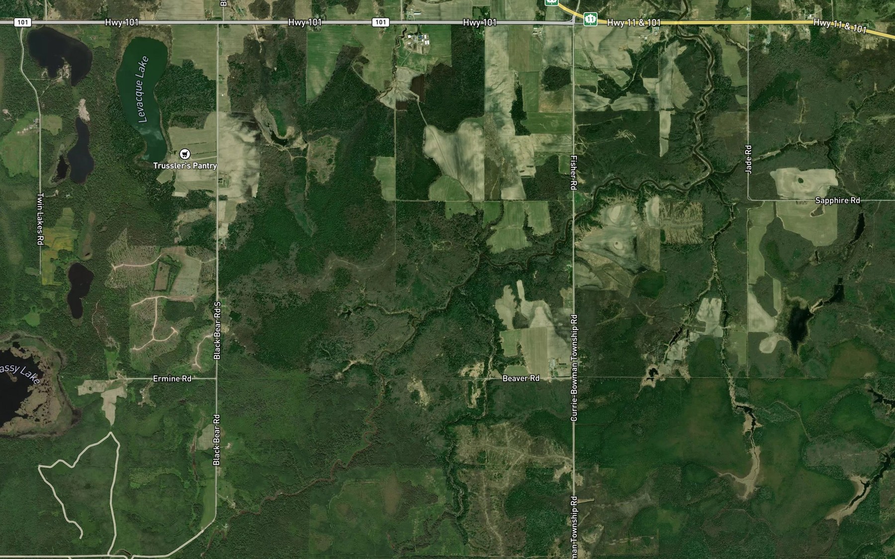 Satellite map of the Hooker Creek