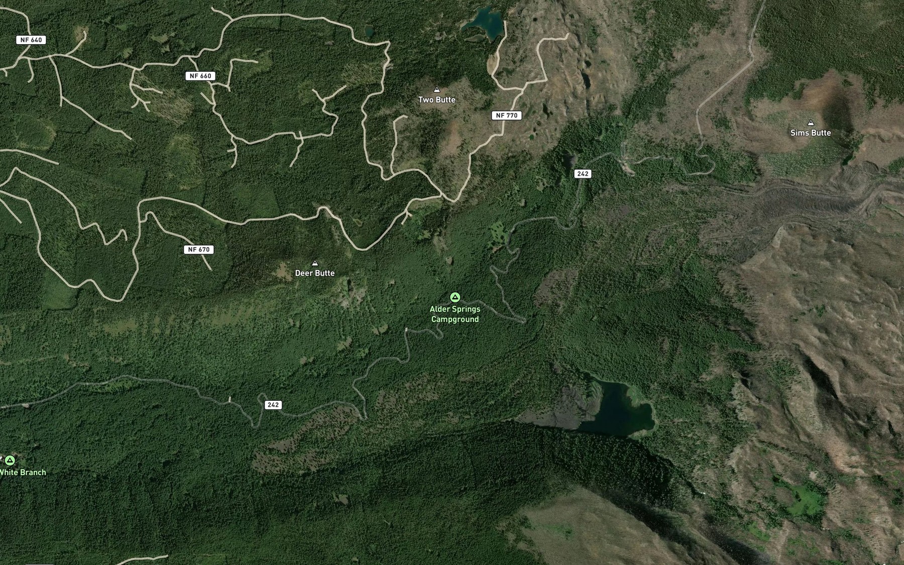 Satellite map of the Alder Springs
