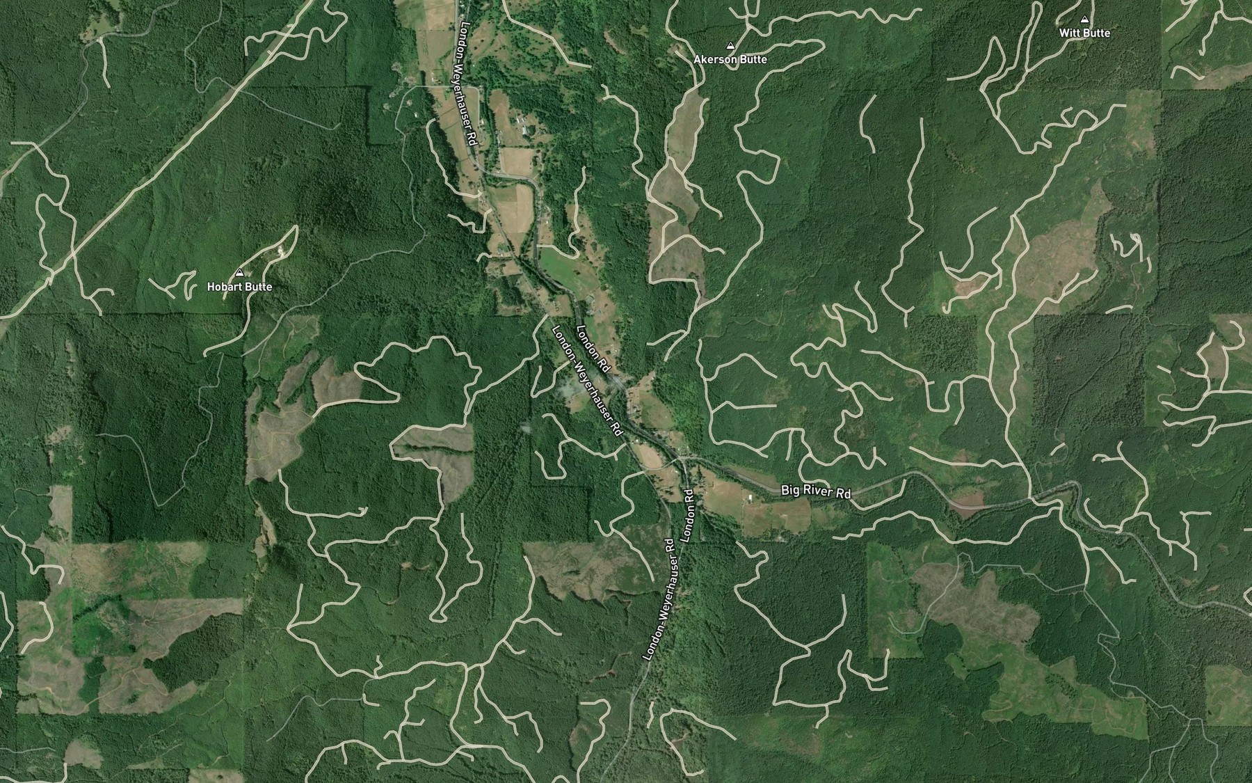 Satellite map of the Combs Creek