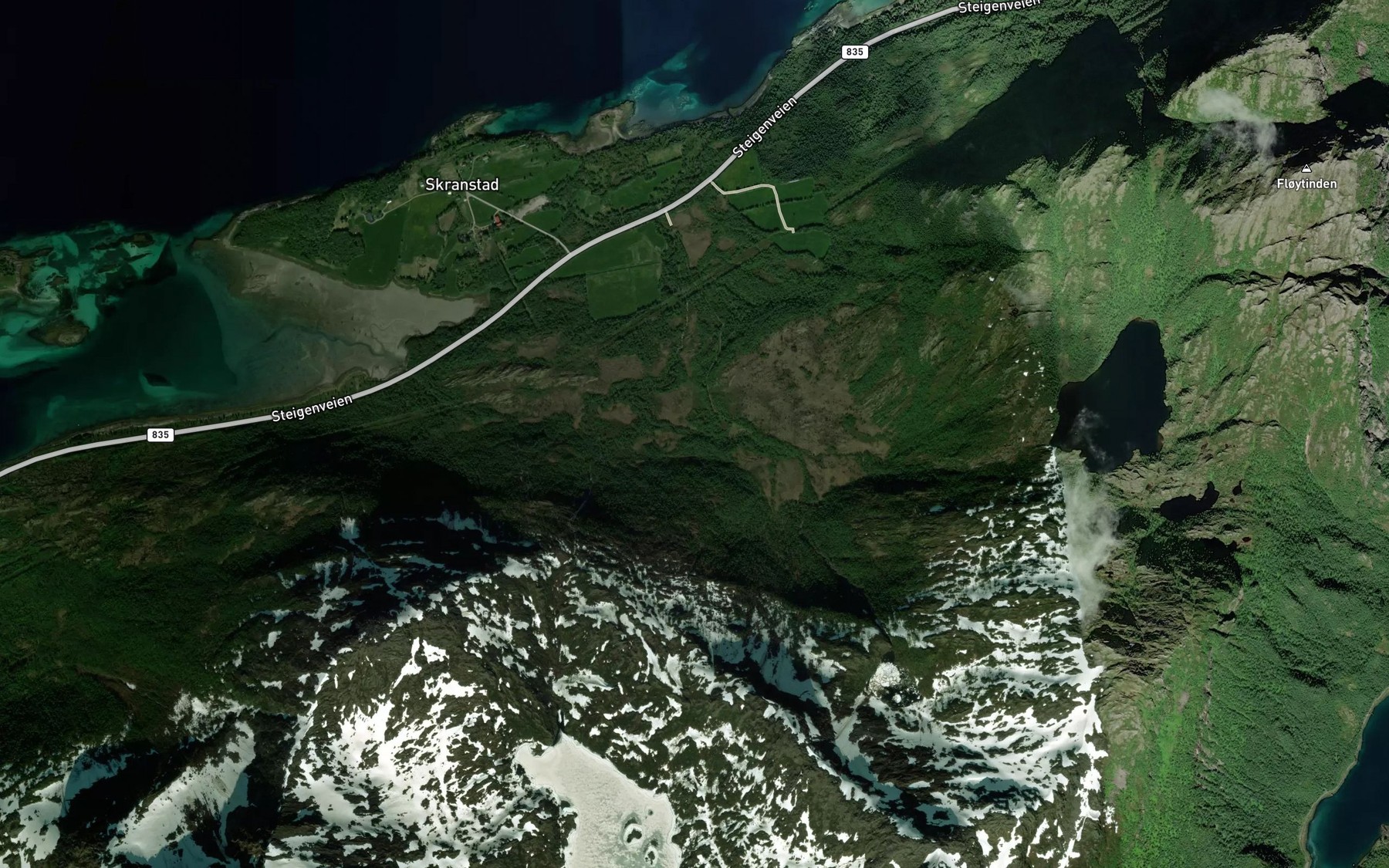 Satellite map of the Slettheielva
