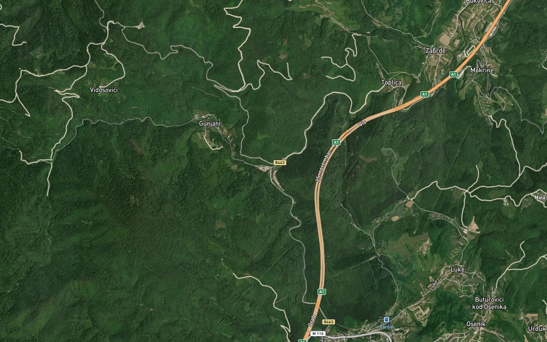 Satellite map of the Bijela Rijeka