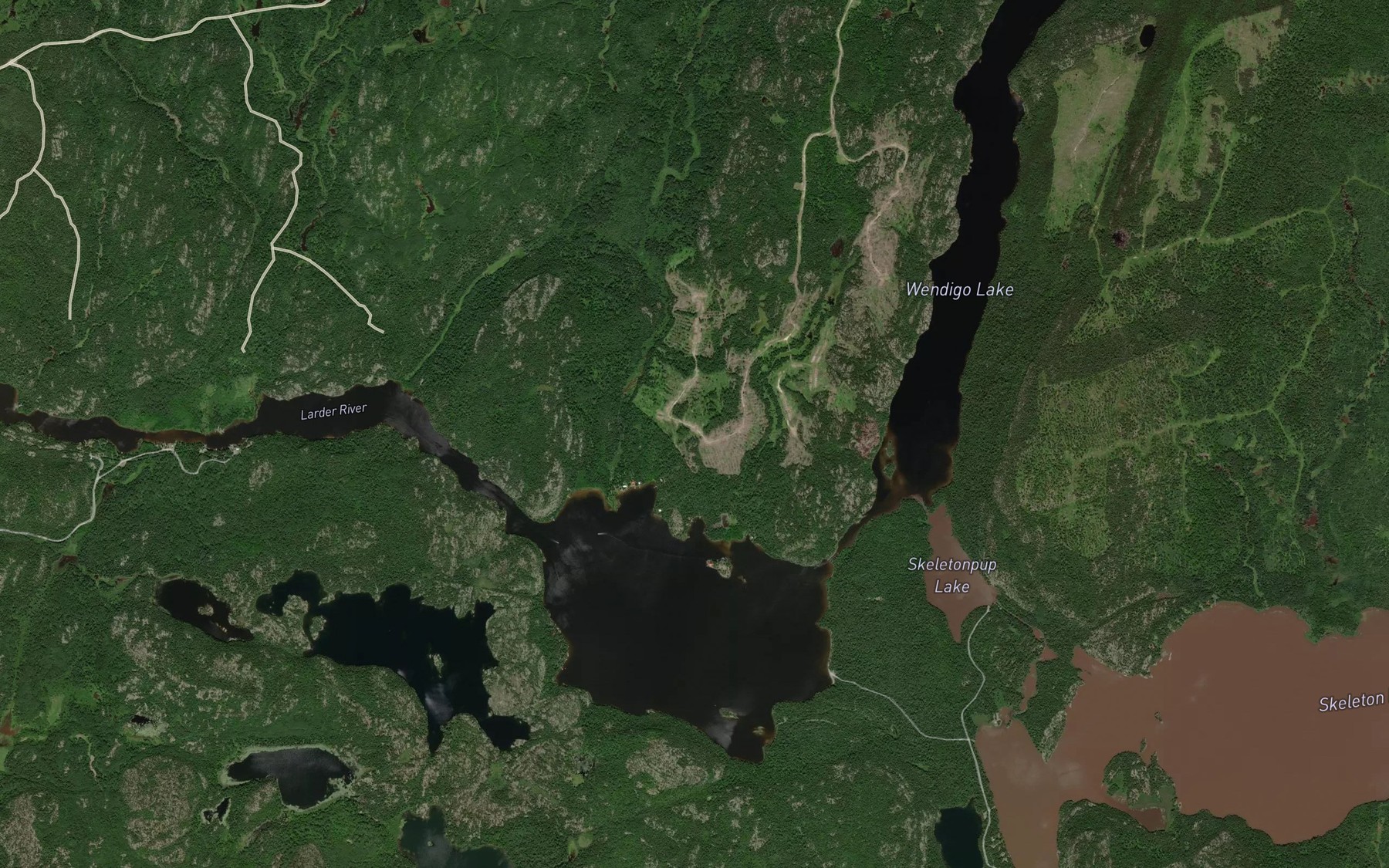 Satellite map of the Wendigo Lake