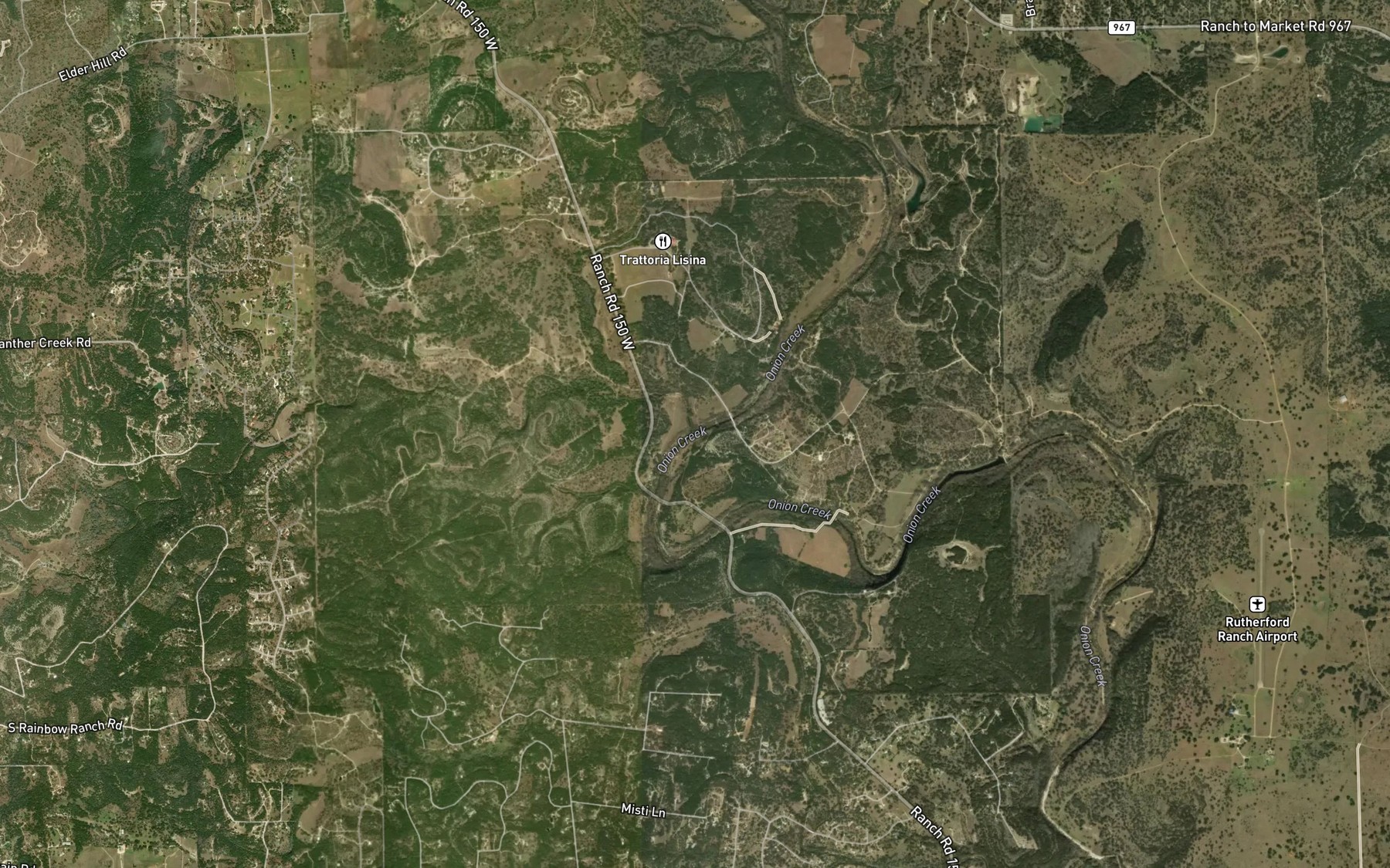 Satellite map of the Flat Creek