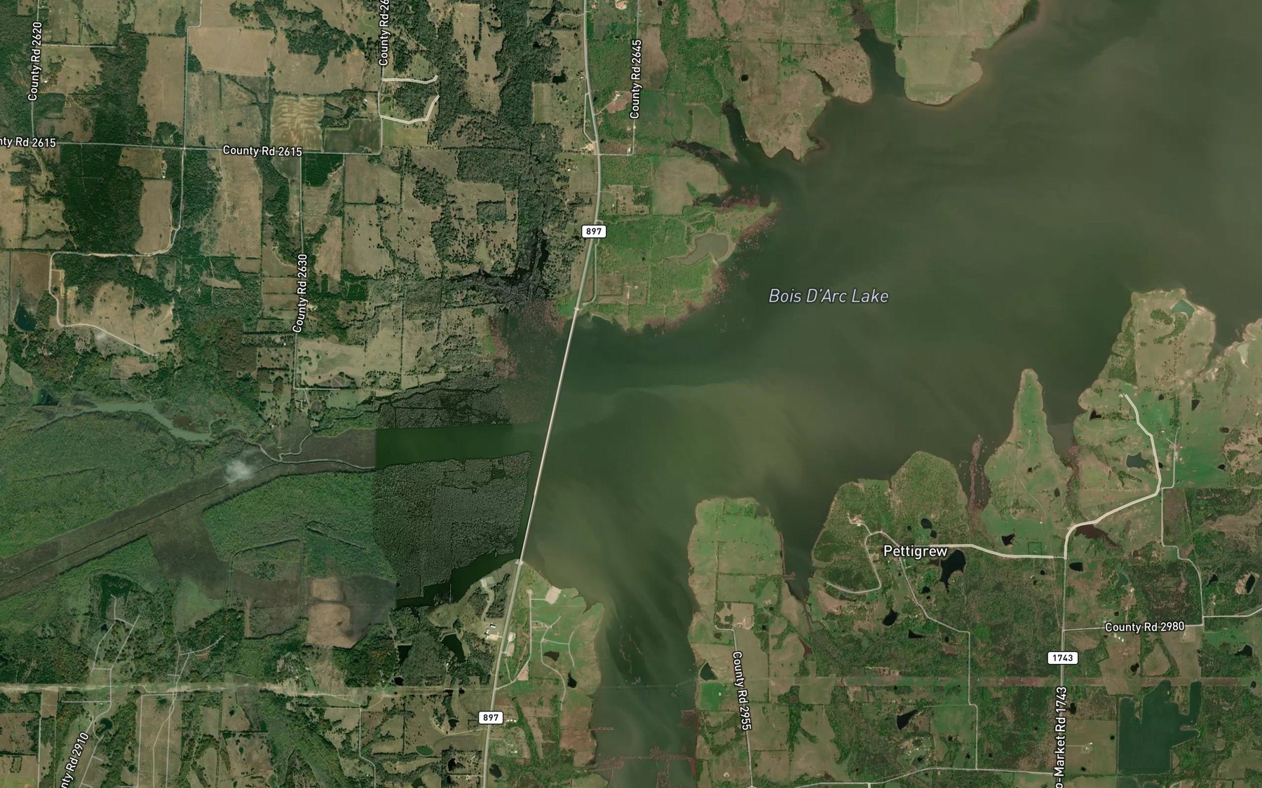 Satellite map of the Sandy Creek
