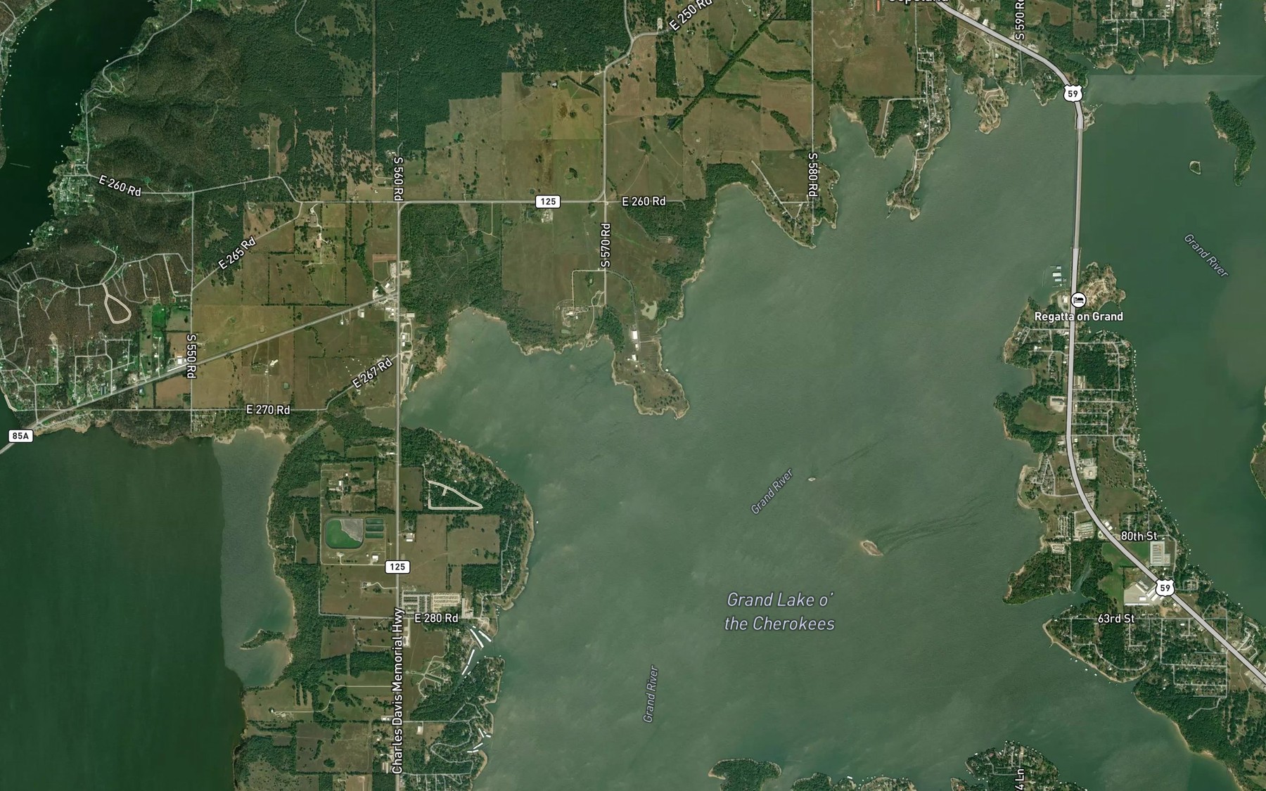 Satellite map of the Echo Bay