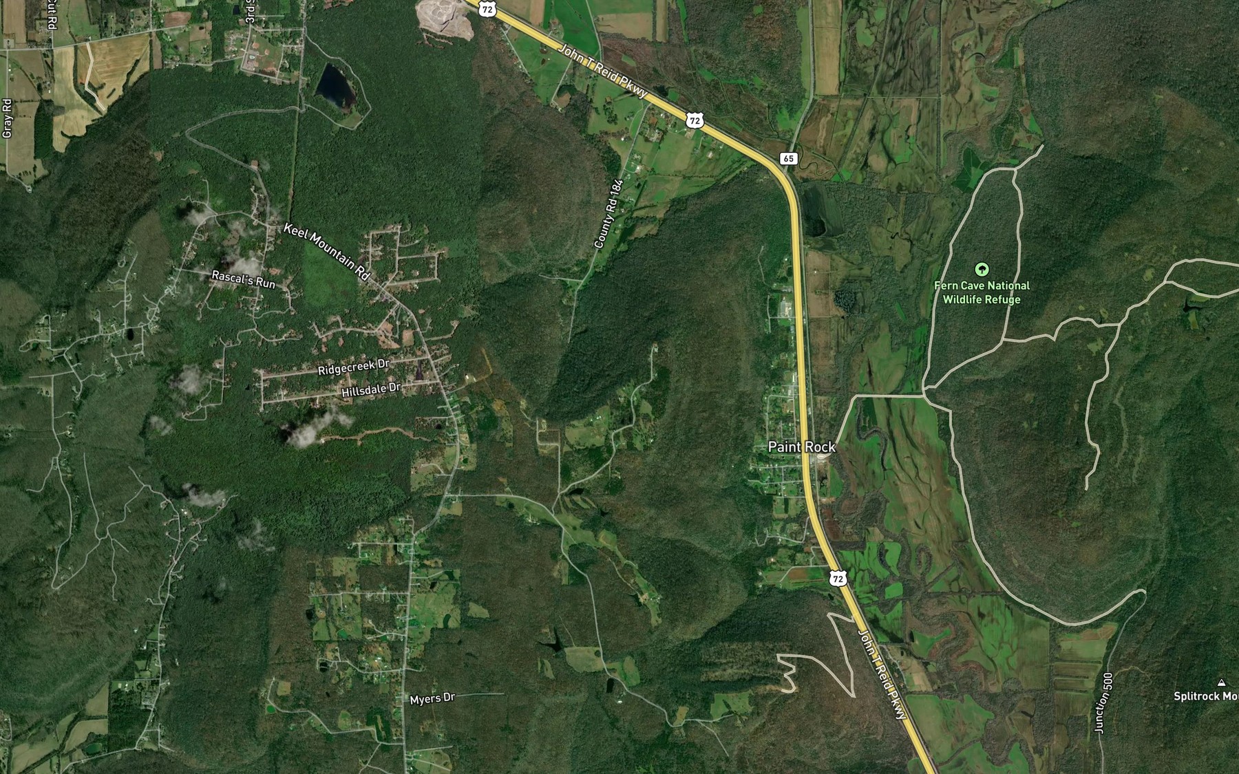 Satellite map of the Chalybeate Spring