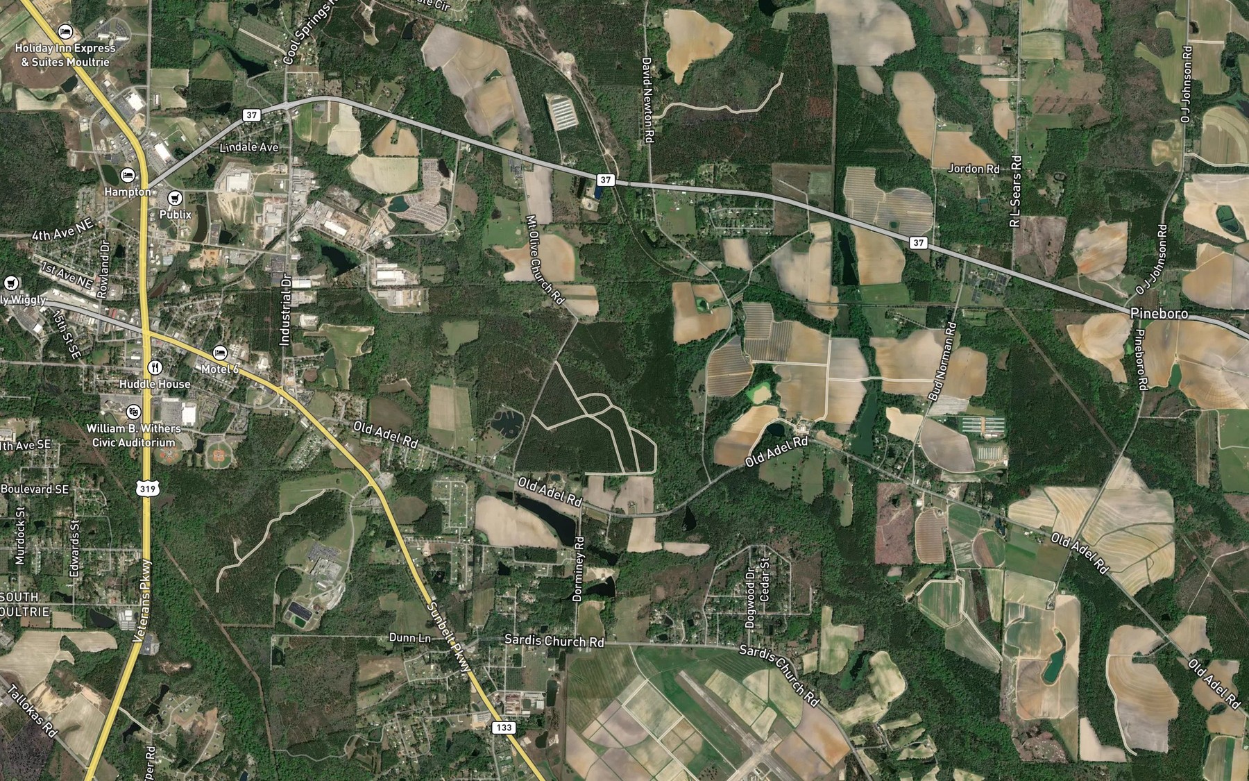 Satellite map of the Little Indian Creek