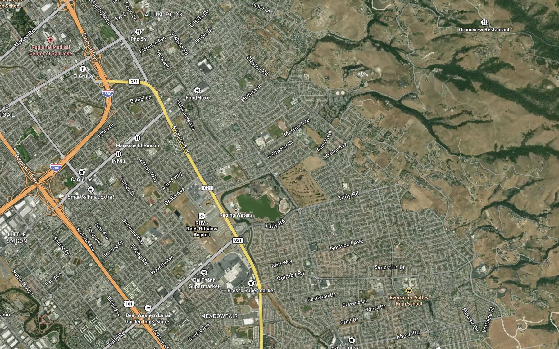 Satellite map of the Flint Creek