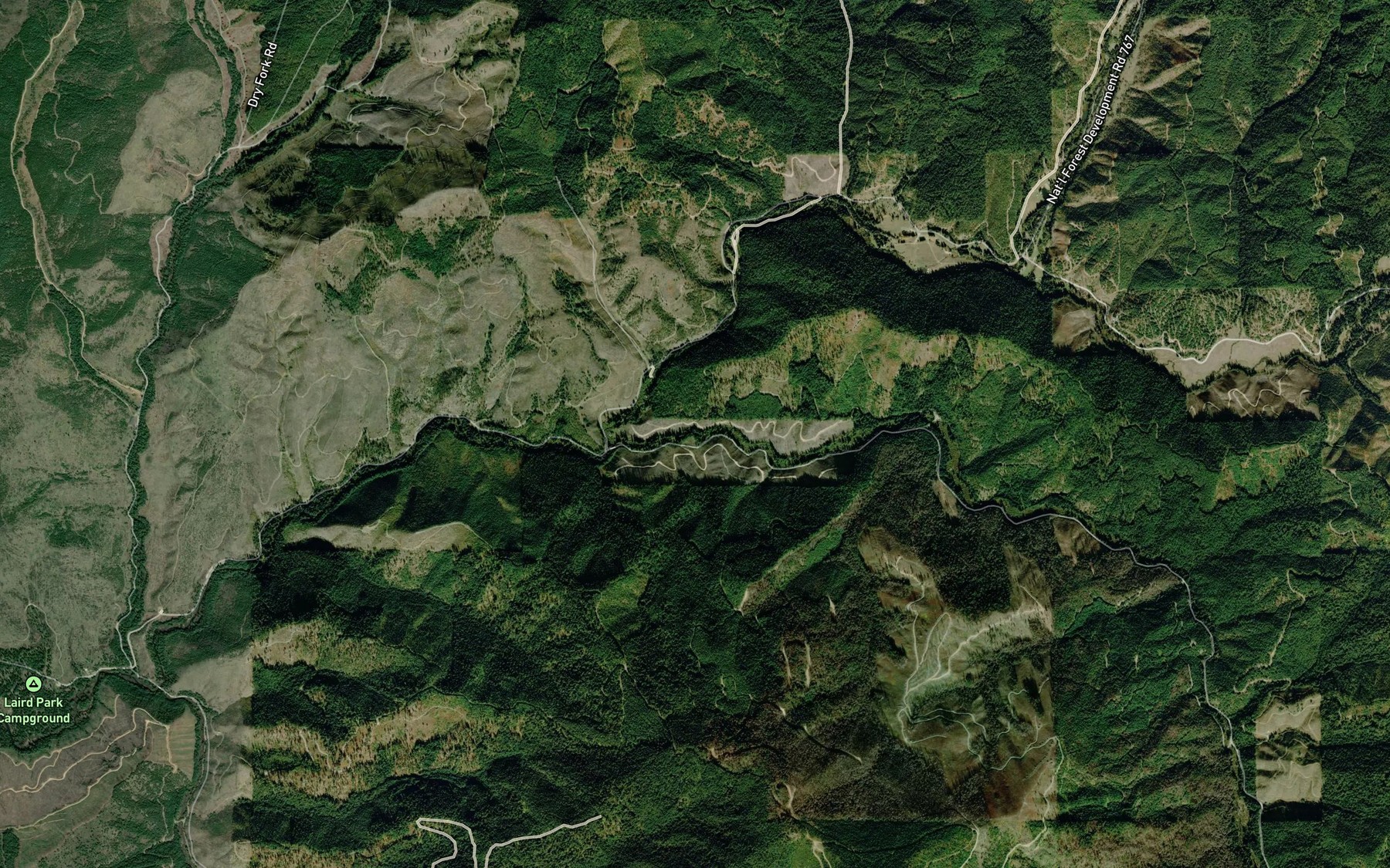 Satellite map of the Headlong Creek