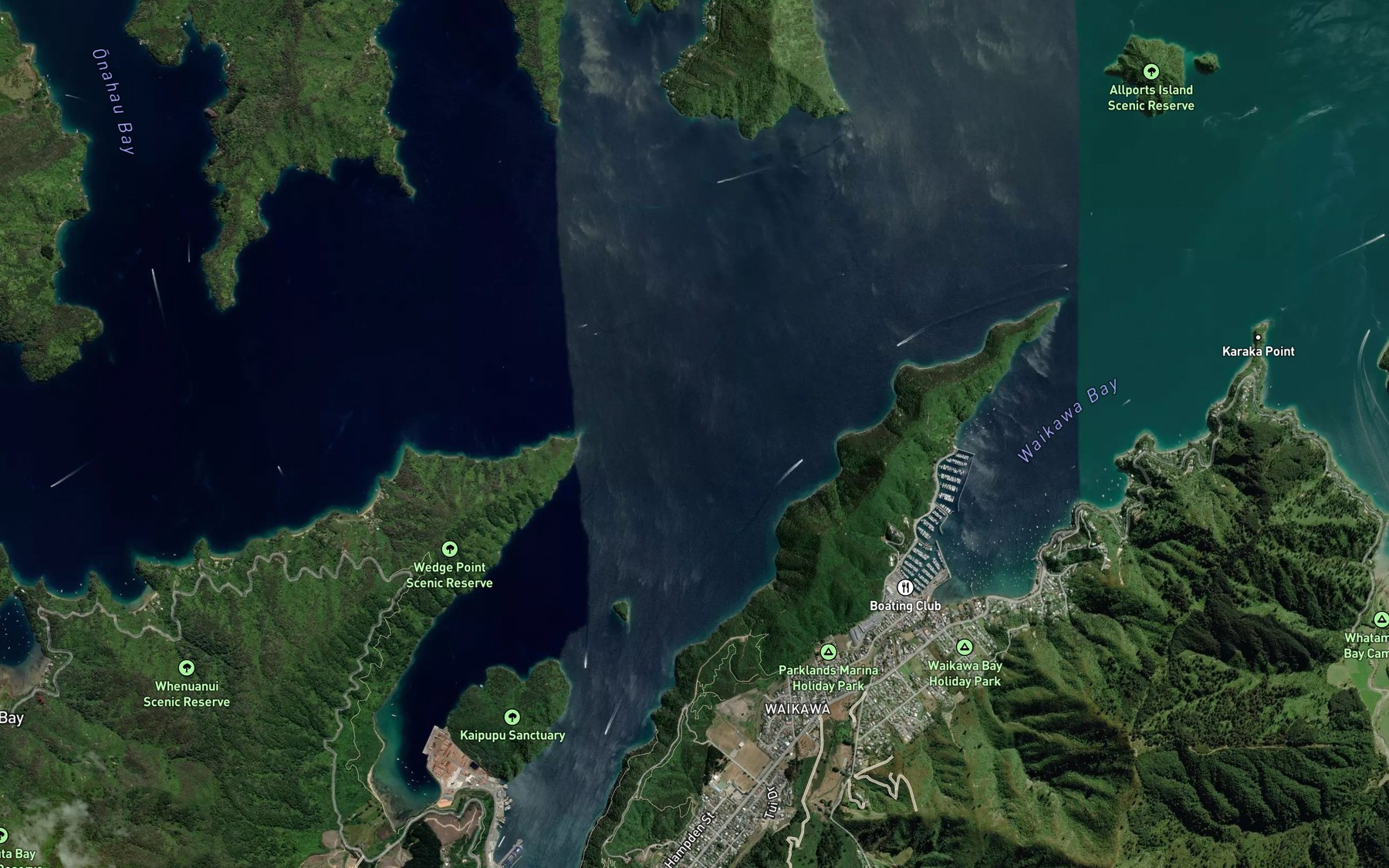 Satellite map of the Titoki Bay
