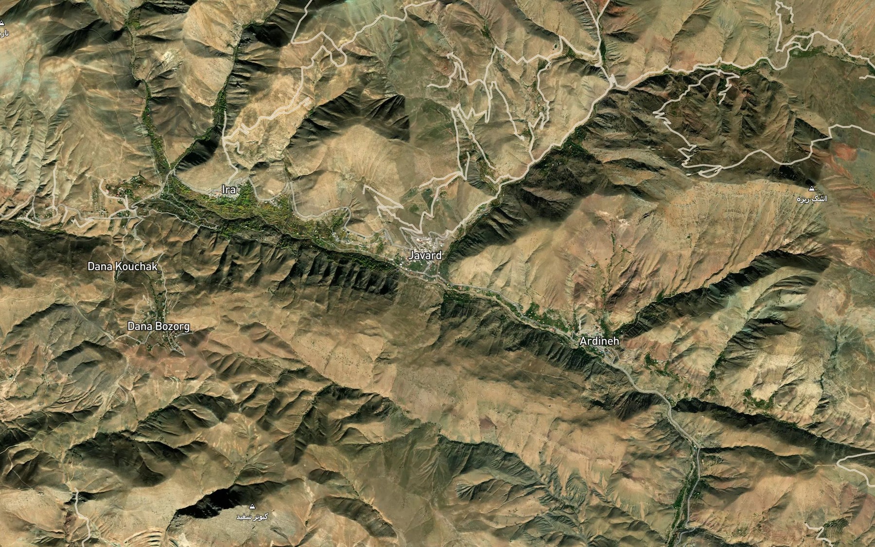 Satellite map of the Rudkhaneh-ye Javard