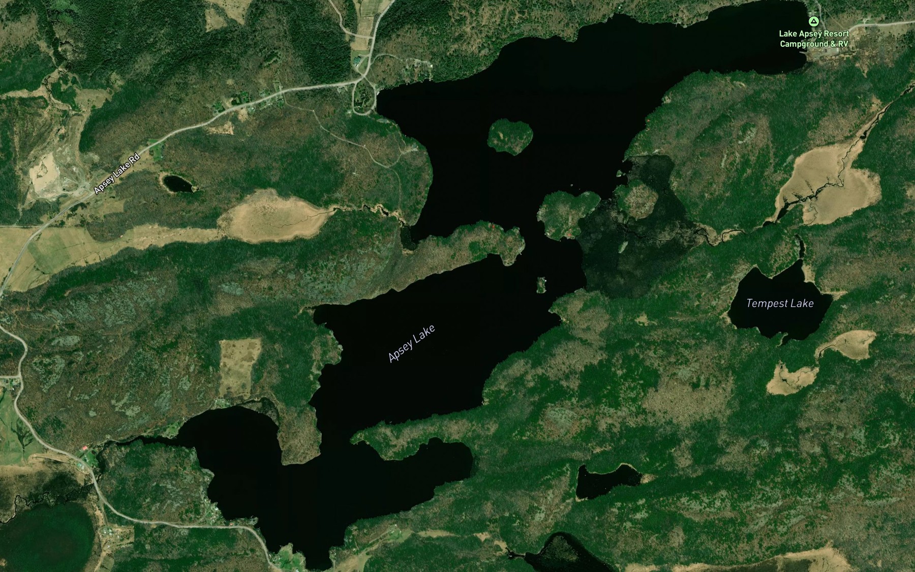 Satellite map of the Apsey Lake