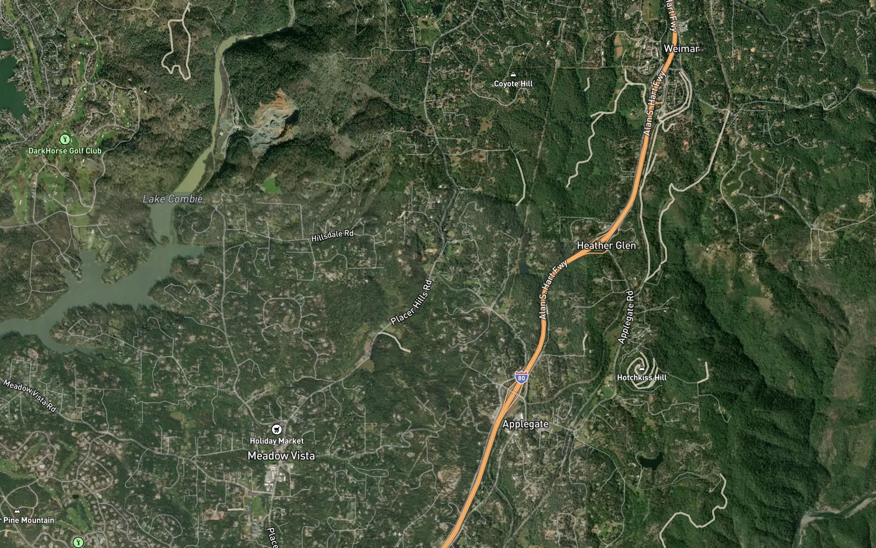 Satellite map of the Coyote Creek
