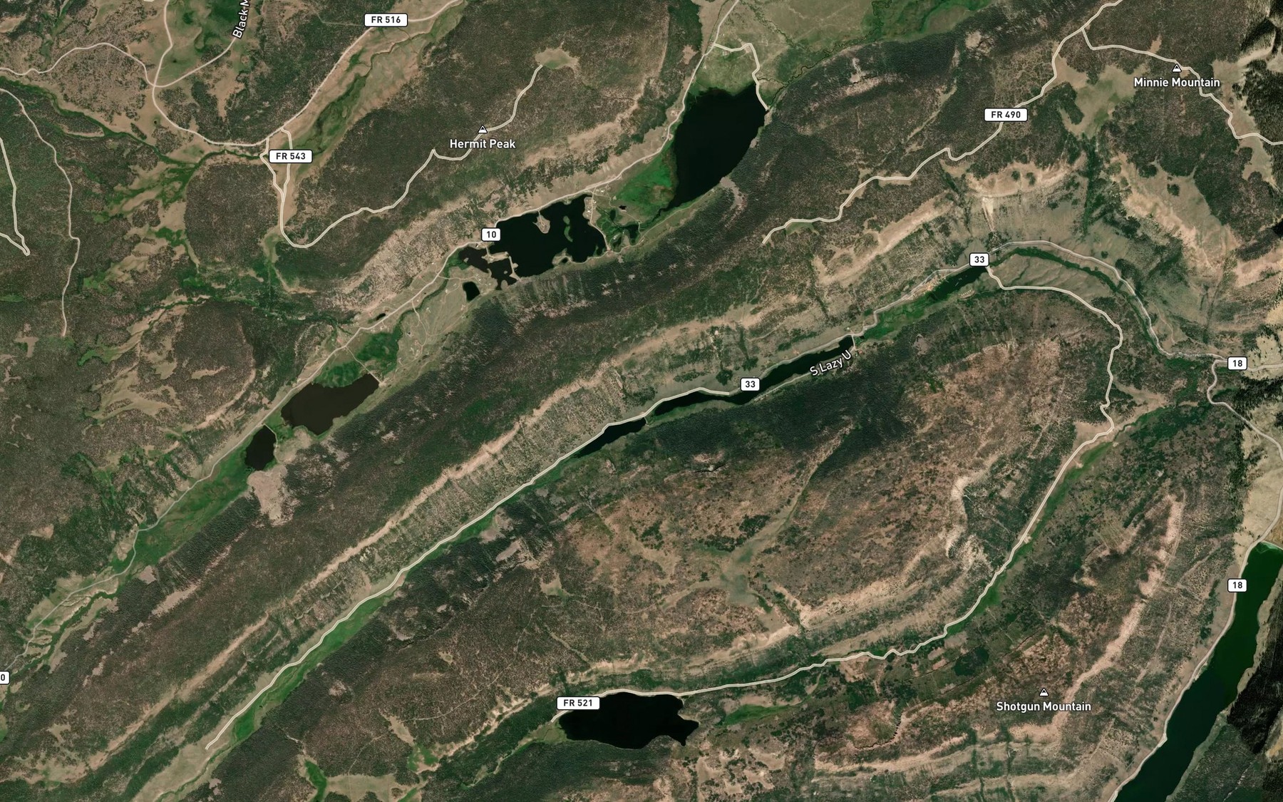 Satellite map of the South Lazy U Reservoir Number 2