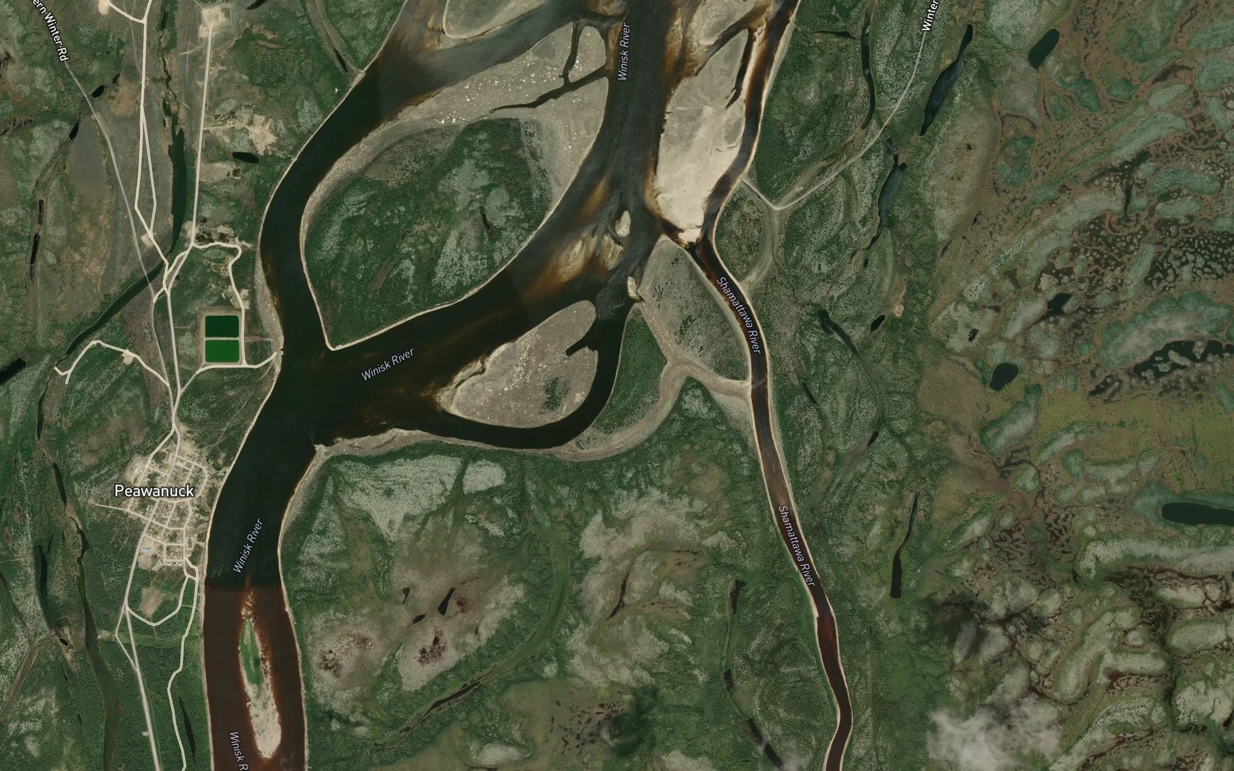 Satellite map of the Shamattawa River