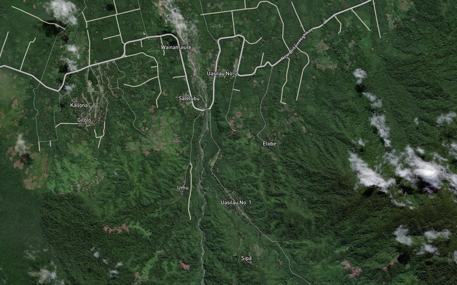 Satellite map of the Evili River