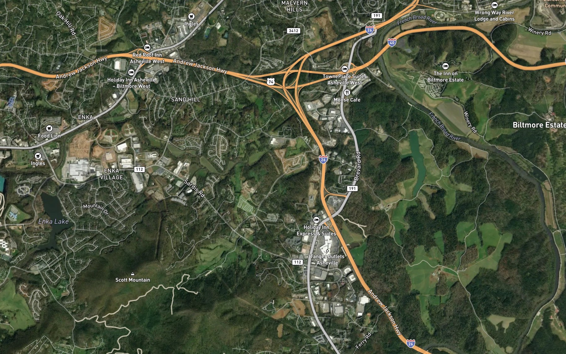 Satellite map of the Pond Branch